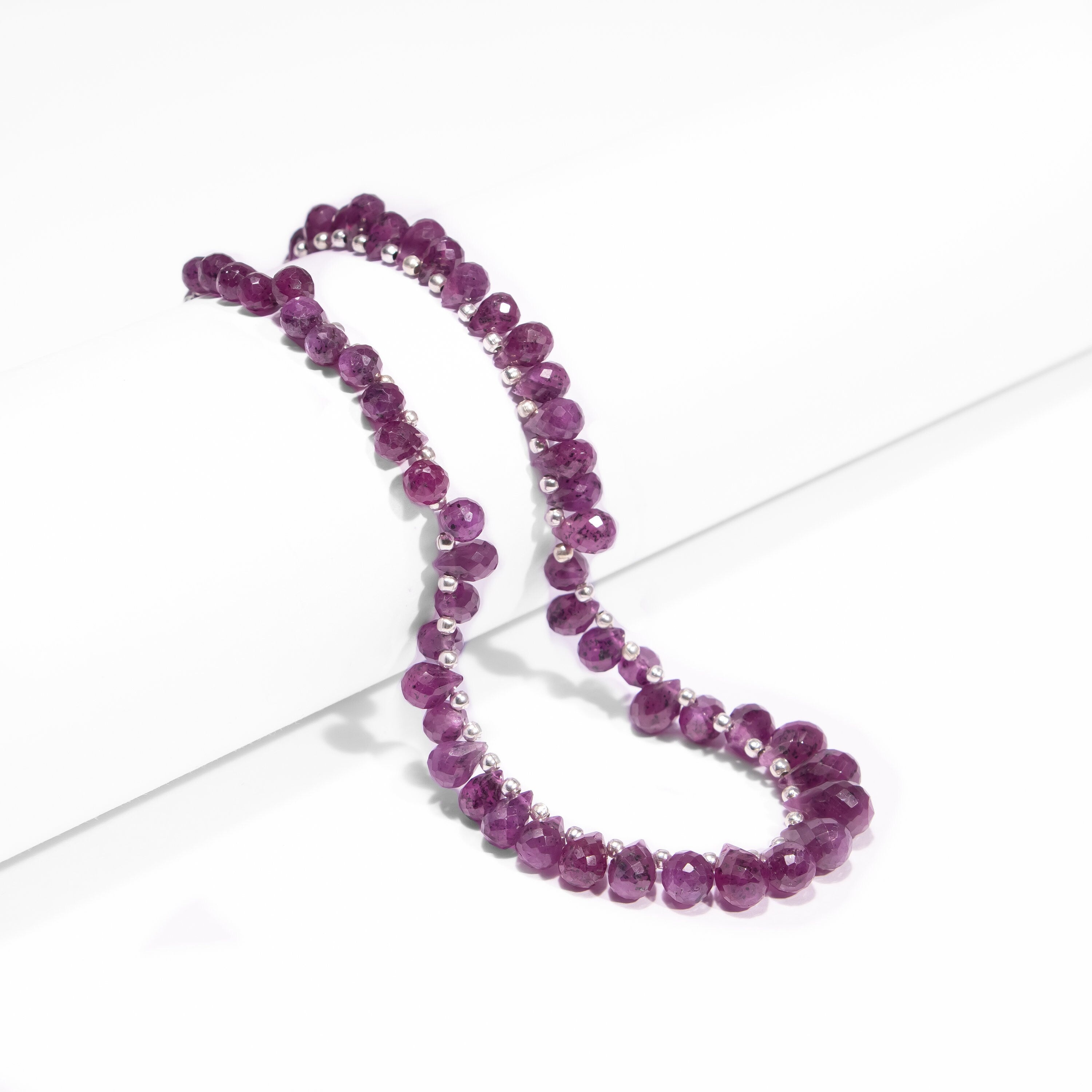 Natural Ruby Beads, Faceted Ruby Beads, Ruby Drop Beads, Silk Ruby Beads, Ruby Beads For Jewelry Making, Lot of Beads, July Birthstone, SKU2465