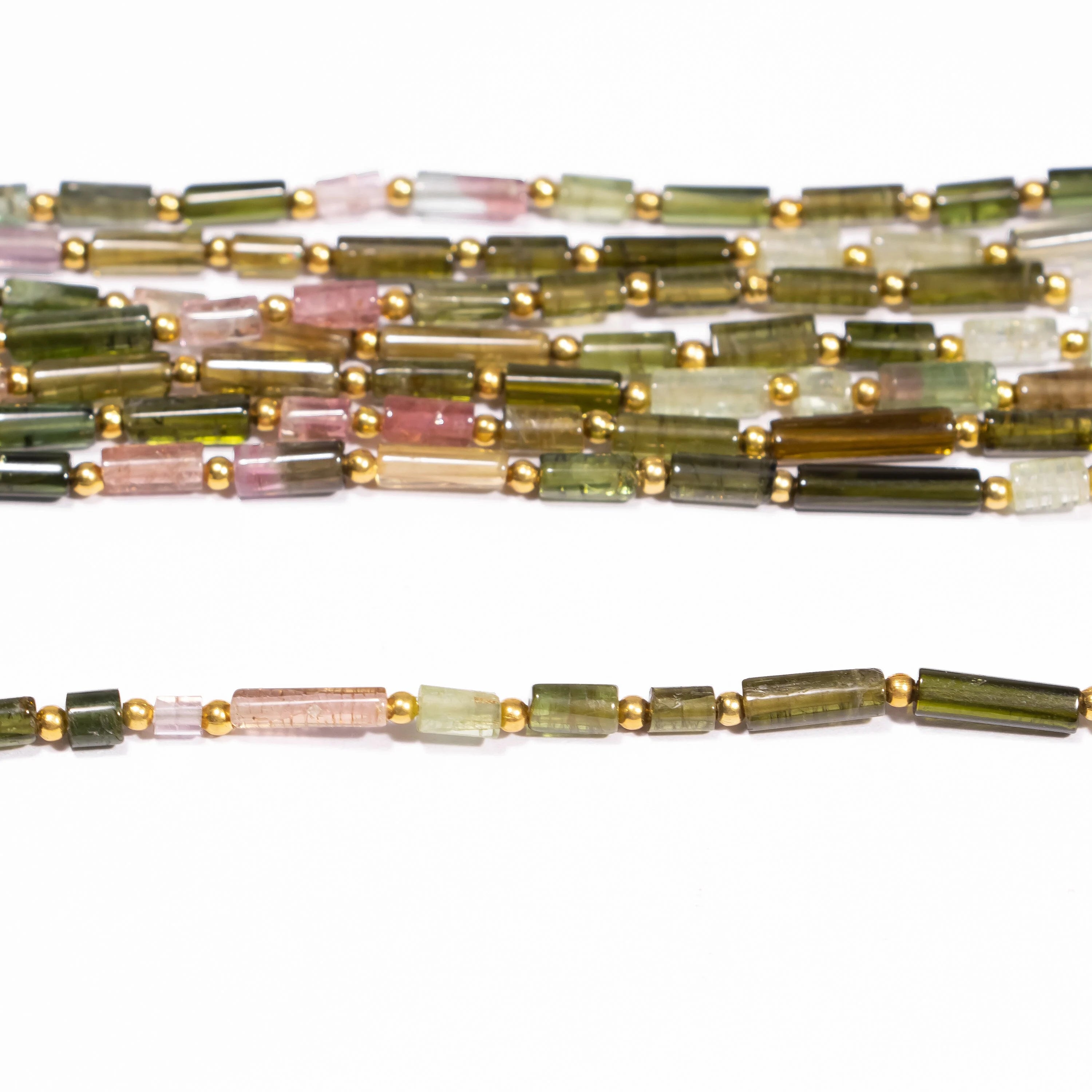 Natural Multi Tourmaline Smooth Pipe Shape Gemstone Beads, SKU2382