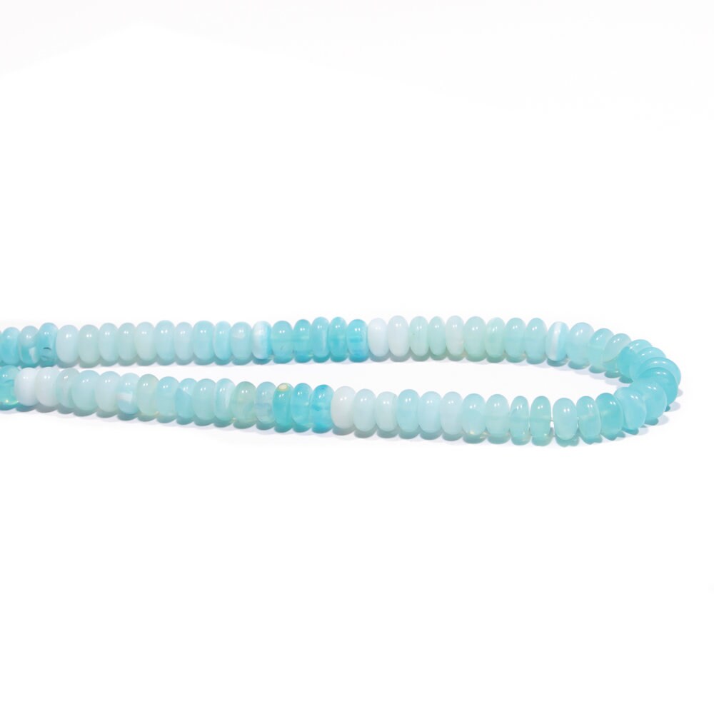 Light Blue Shaded Opal Smooth Rondelle Beads, Fancy Color Opal Beads, Opal Smooth Beads, Opal Rondelle Beads, Jewelry Making Beads, SKU2472
