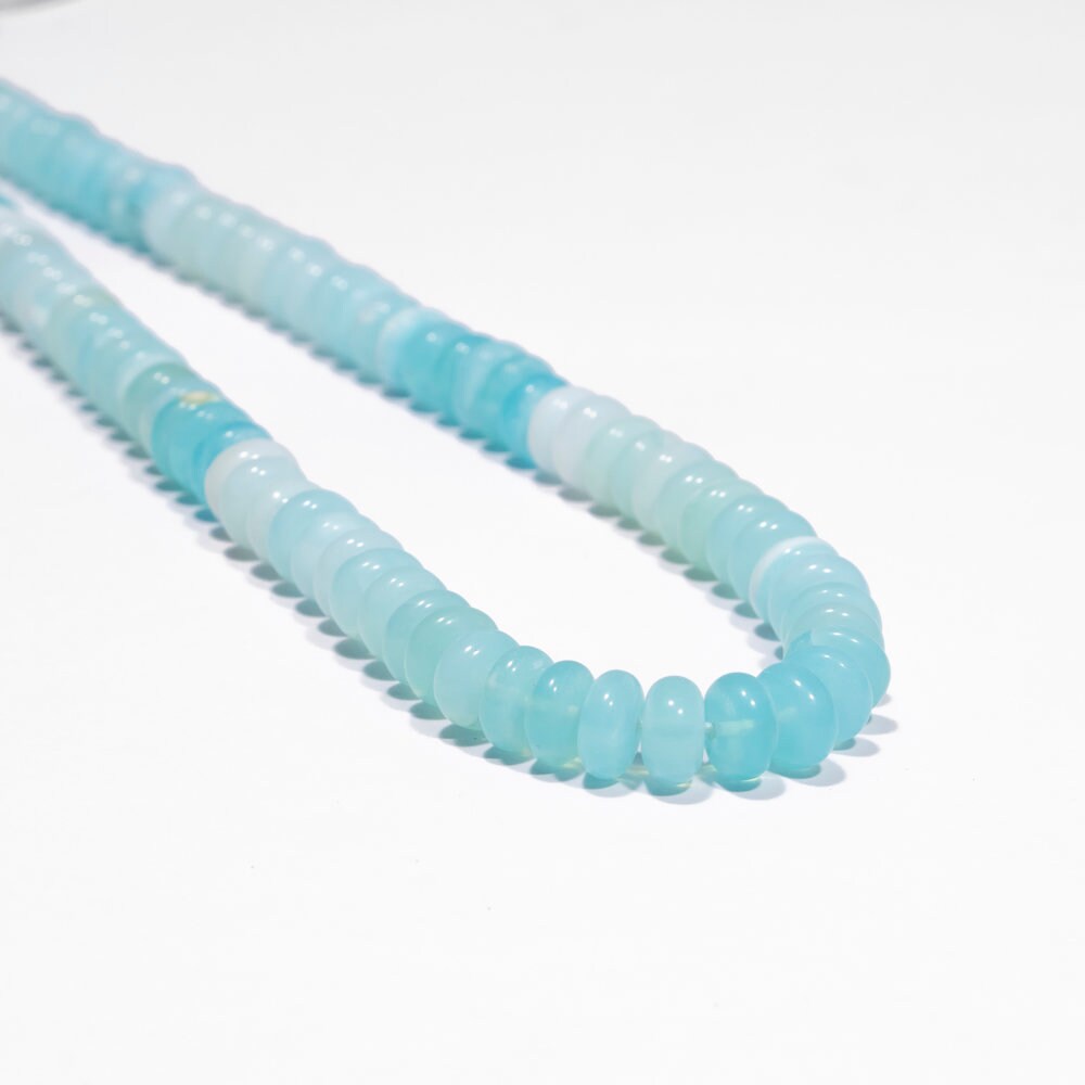 Light Blue Shaded Opal Smooth Rondelle Beads, Fancy Color Opal Beads, Opal Smooth Beads, Opal Rondelle Beads, Jewelry Making Beads, SKU2472