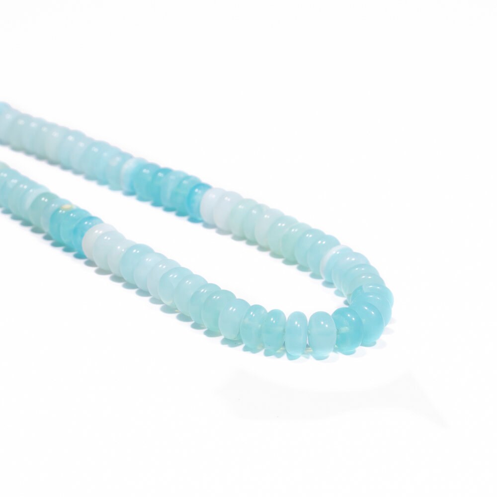 Light Blue Shaded Opal Smooth Rondelle Beads, Fancy Color Opal Beads, Opal Smooth Beads, Opal Rondelle Beads, Jewelry Making Beads, SKU2472
