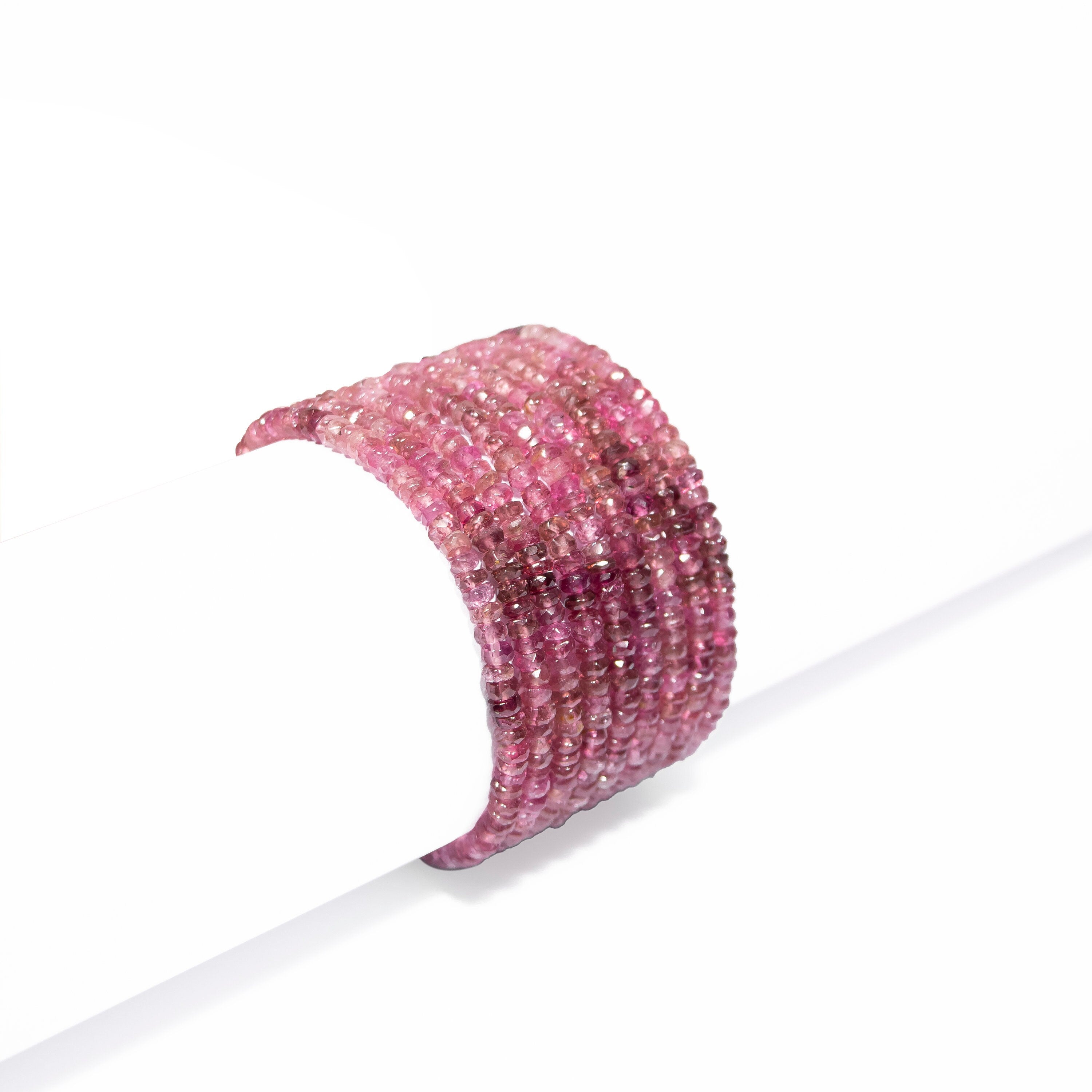 Pink Tourmaline Beads, Faceted Rondelle Shaded Gemstones, Jewelry Making Supply, Perfect Gift for Designers, SKU2380