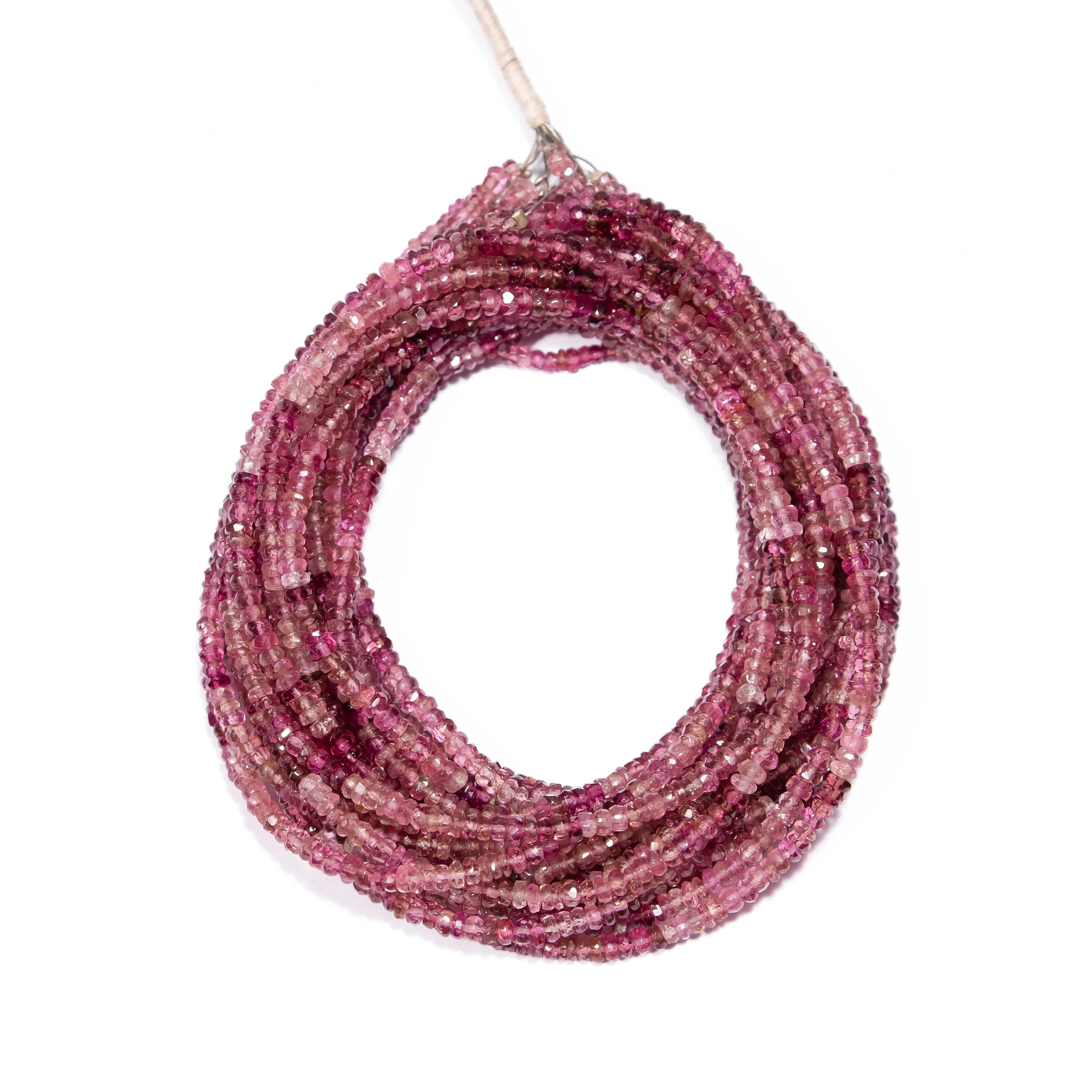 Pink Tourmaline Beads, Faceted Rondelle Shaded Gemstones, Jewelry Making Supply, Perfect Gift for Designers, SKU2380