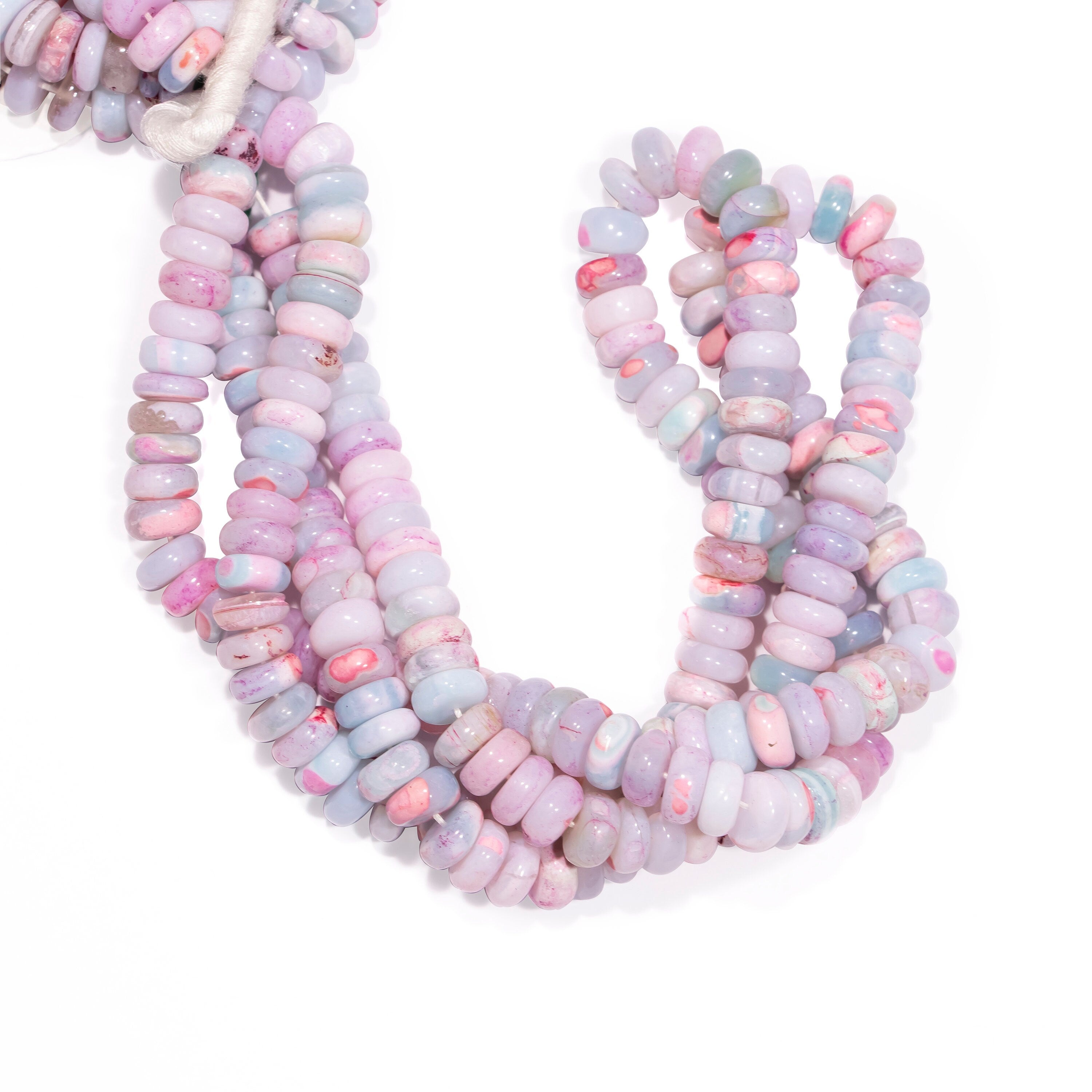 Multi Color Opal Smooth Rondelle Beads Fancy Opal Beads, Jewelry Making Beads Gemstone Loose Beads, Strand Of Beads, SKU2477
