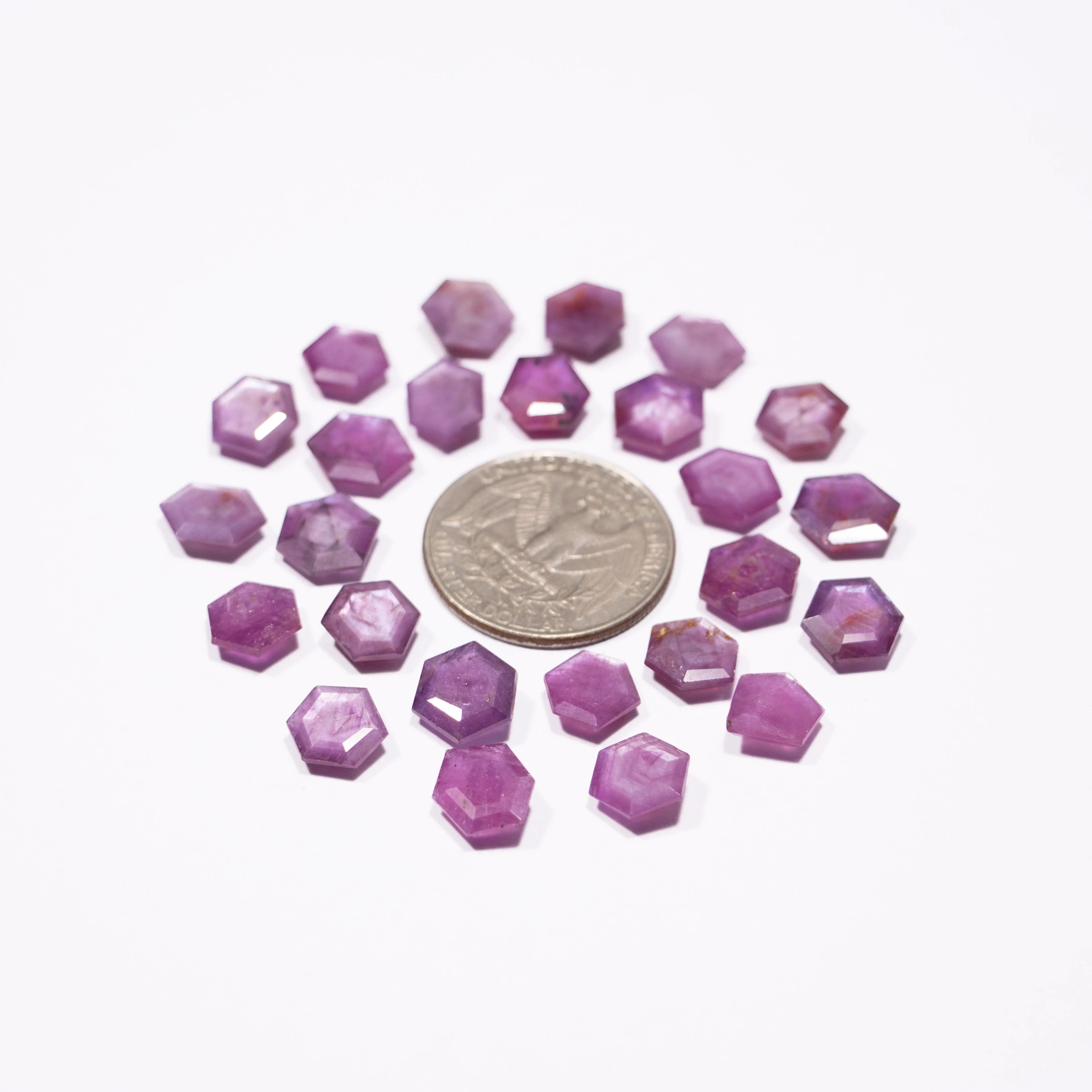 AA Quality Natural Star Ruby Faceted Hexagon Shaped Gemstone, 7mm-10mm, SKU2406