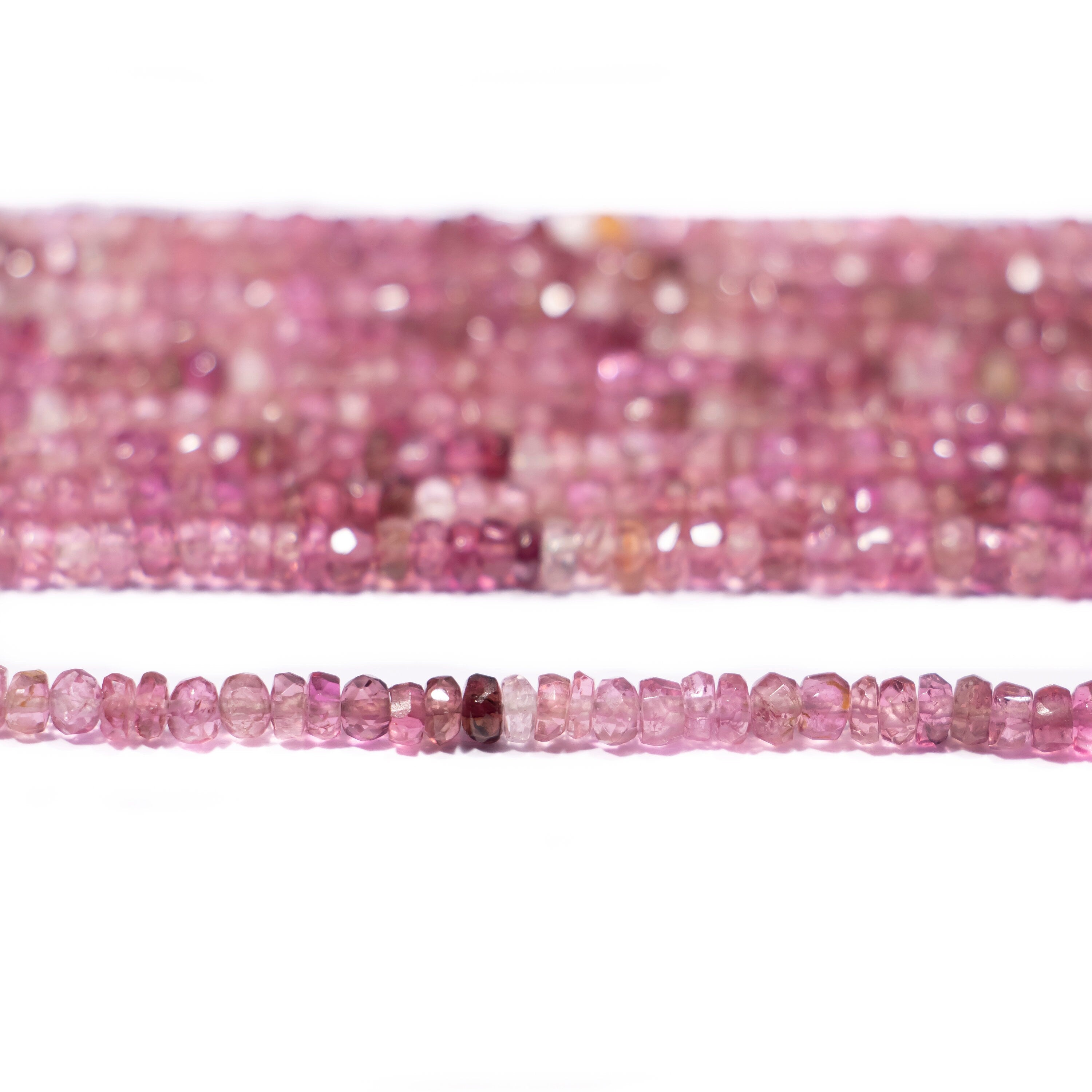 Pink Tourmaline Beads, Faceted Rondelle Shaded Gemstones, Jewelry Making Supply, Perfect Gift for Designers, SKU2380