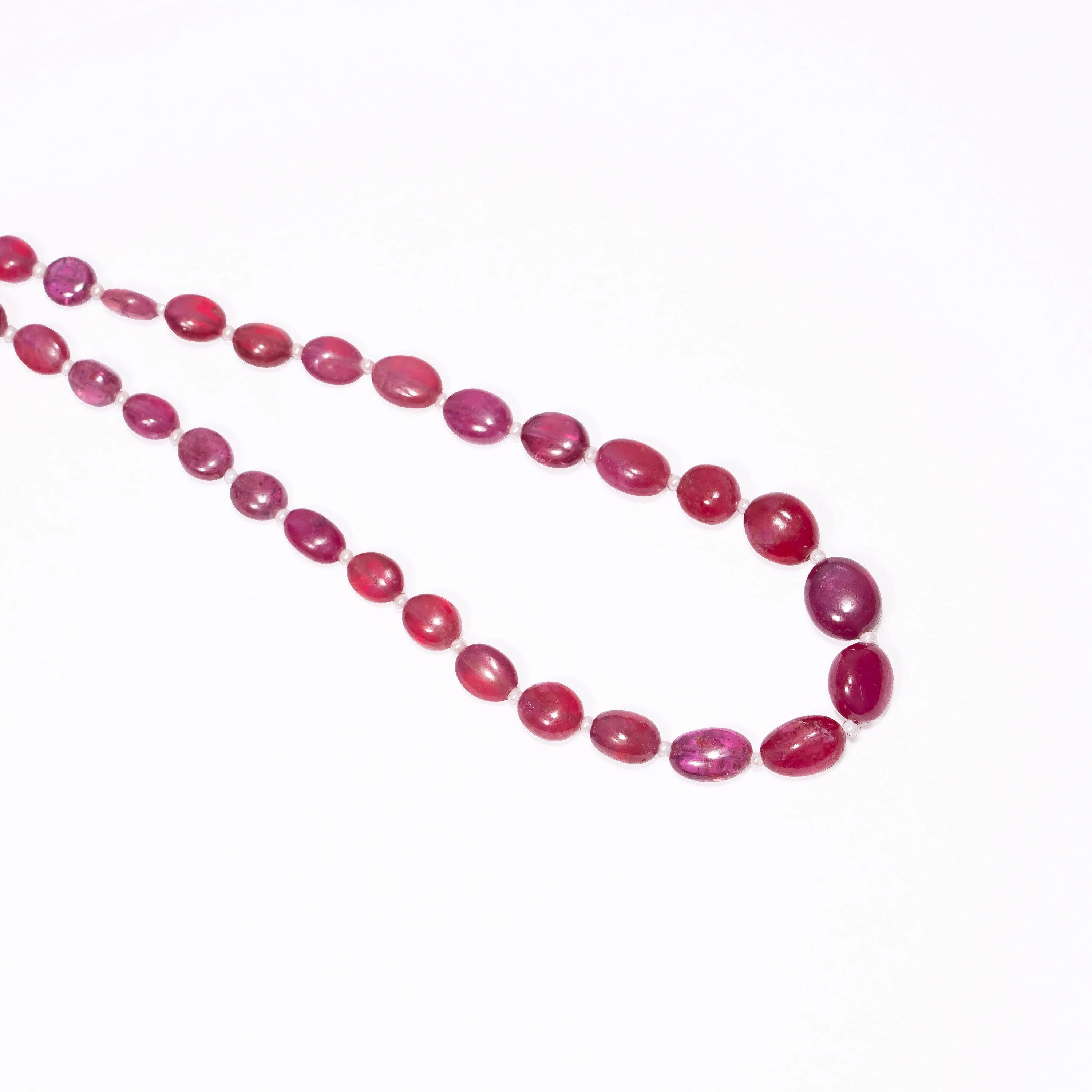 Dainty Pink Sapphire Smooth Beads Necklace, Sapphire Oval Beads Necklace, Necklace For Women, Plain Beaded Necklace, Gift For Her, SKU2488