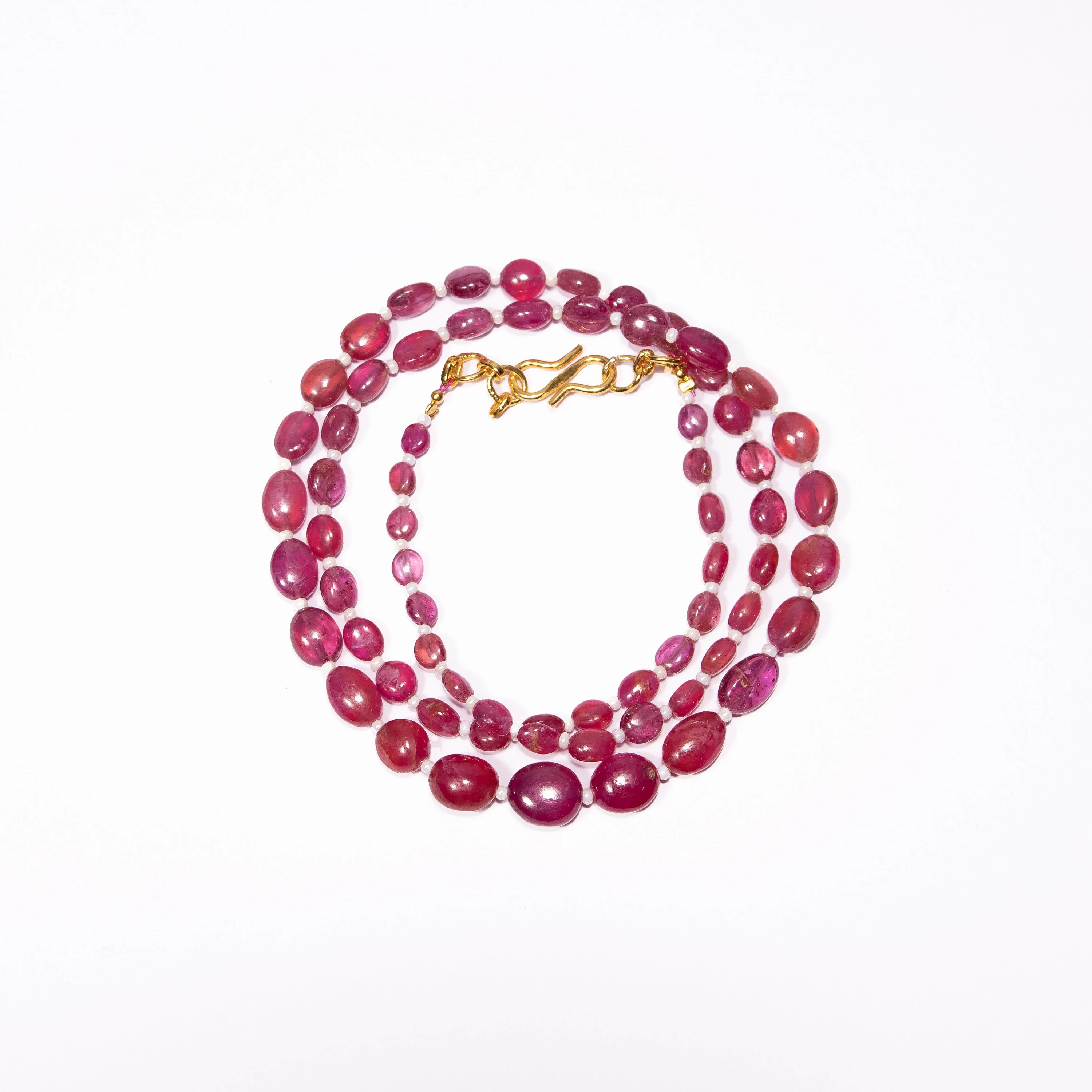 Dainty Pink Sapphire Smooth Beads Necklace, Sapphire Oval Beads Necklace, Necklace For Women, Plain Beaded Necklace, Gift For Her, SKU2488