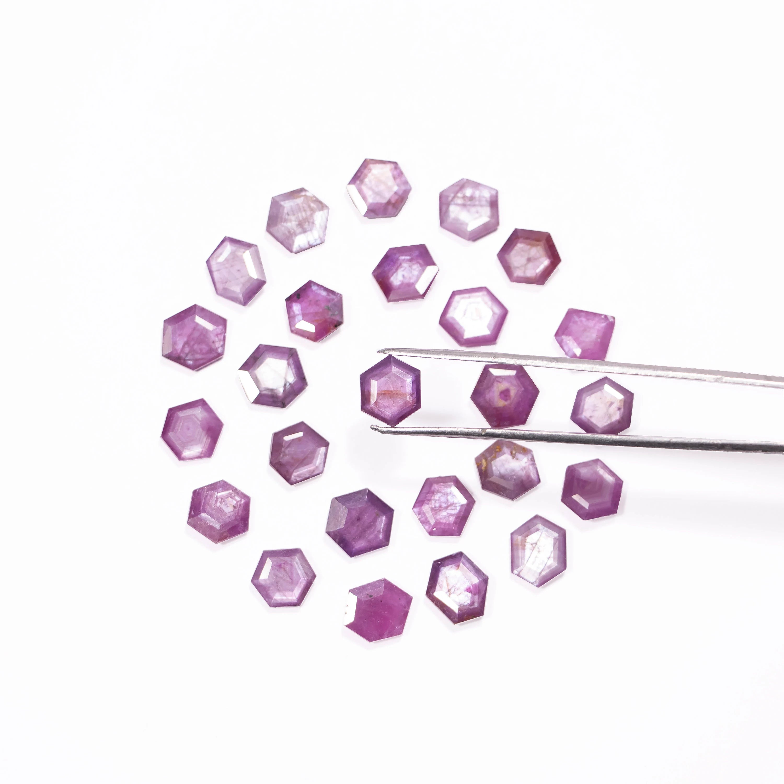 AA Quality Natural Star Ruby Faceted Hexagon Shaped Gemstone, 7mm-10mm, SKU2406