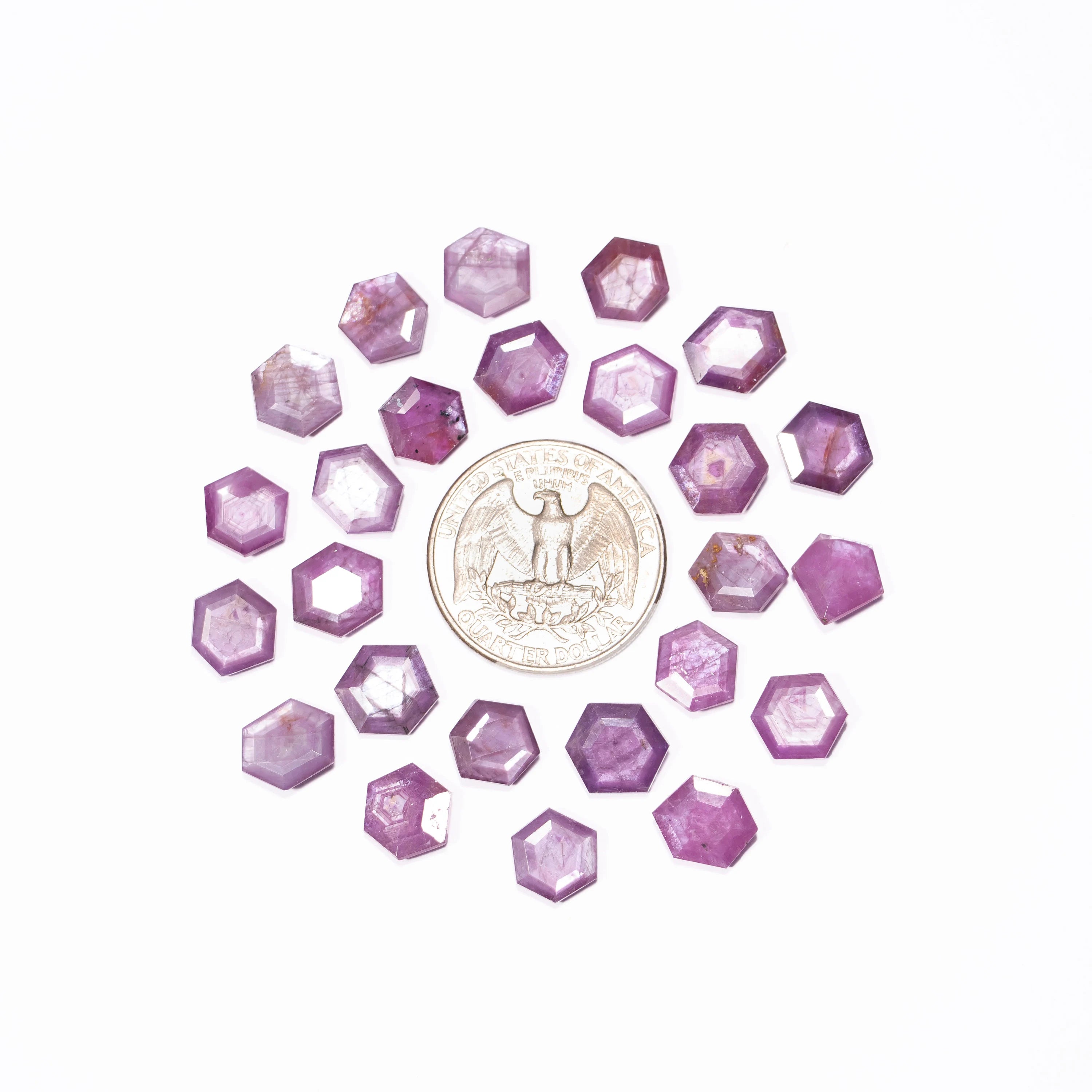 AA Quality Natural Star Ruby Faceted Hexagon Shaped Gemstone, 7mm-10mm, SKU2406