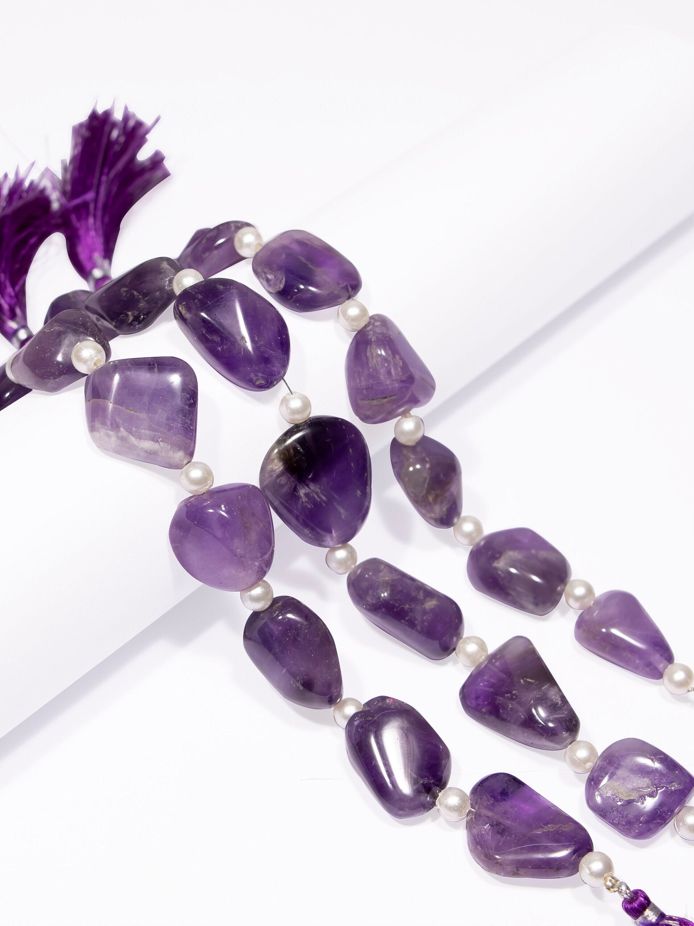 Natural Amethyst Smooth Tumble Beads Briolettes, SKU2374