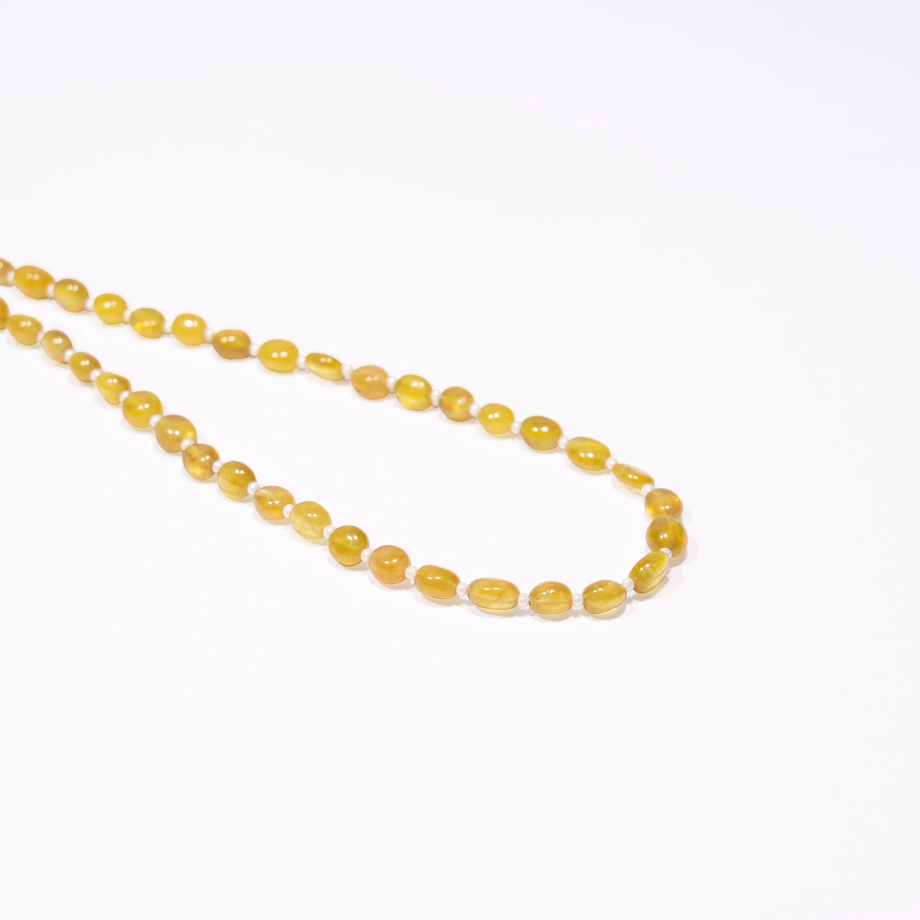 Yellow Sapphire Smooth Oval Beads Necklace, Sapphire Beads Simple Necklace, SKU2492
