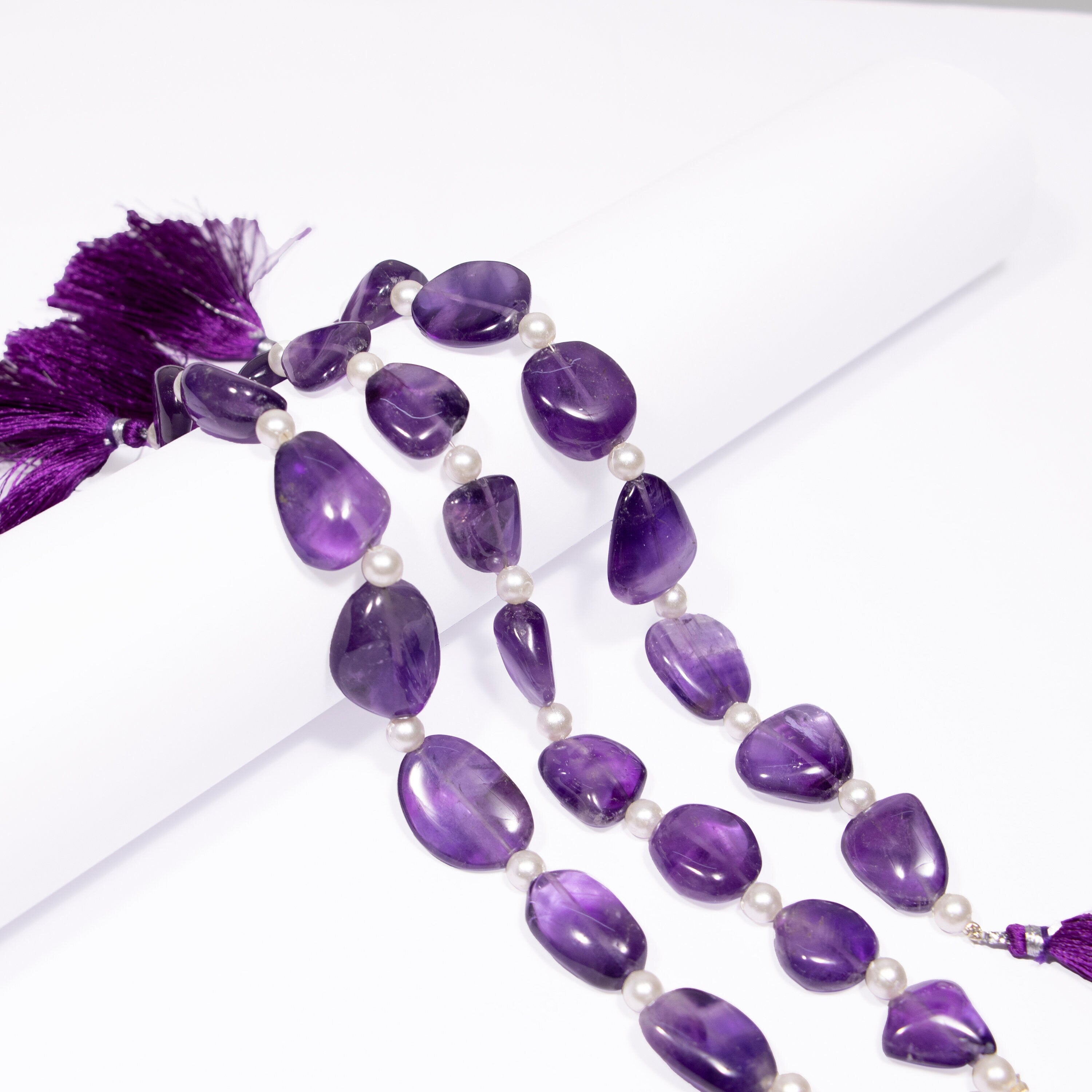 Natural Amethyst Smooth Tumble Beads Briolettes, Amethyst Plain Nuggets beads, SKU2373