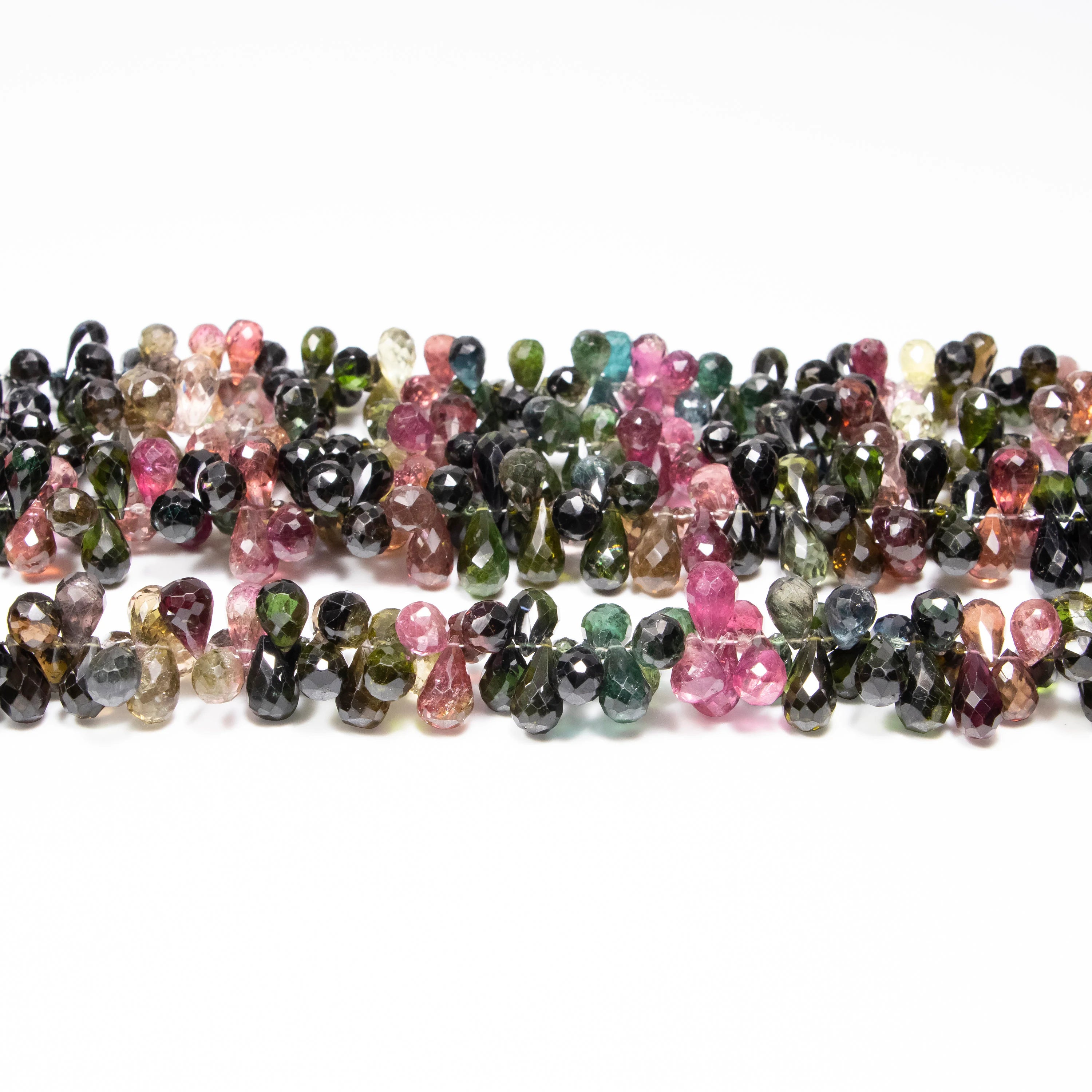 Natural Multi Tourmaline Faceted Drops, Multi Tourmaline Drops, Tourmaline For Jewelry Making Gemstone Beads, 8 Inch Strand, SKU 055