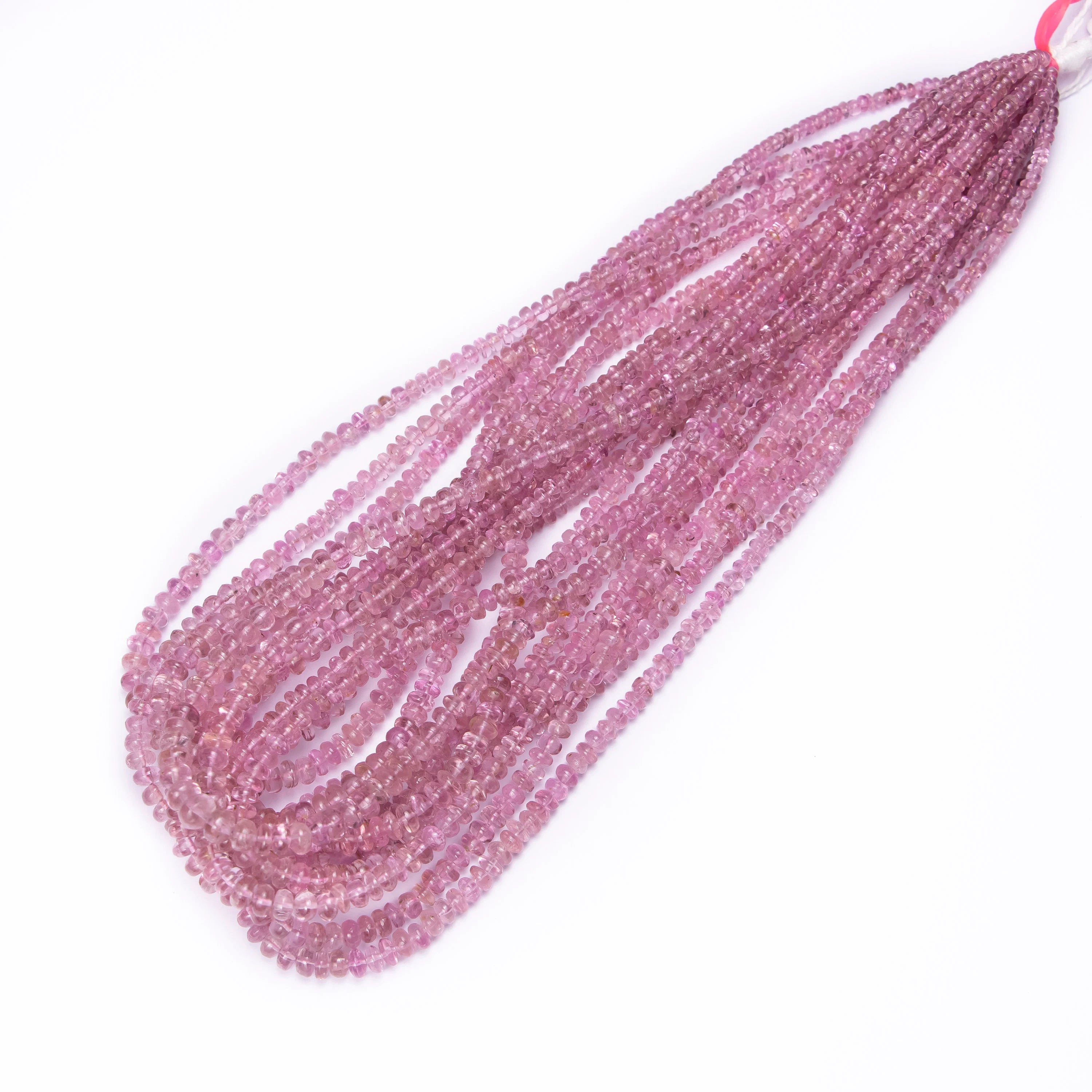 AA Quality Pink Tourmaline Smooth Rondelle Beads, Unique DIY Making Gemstone Beads, SKU2495