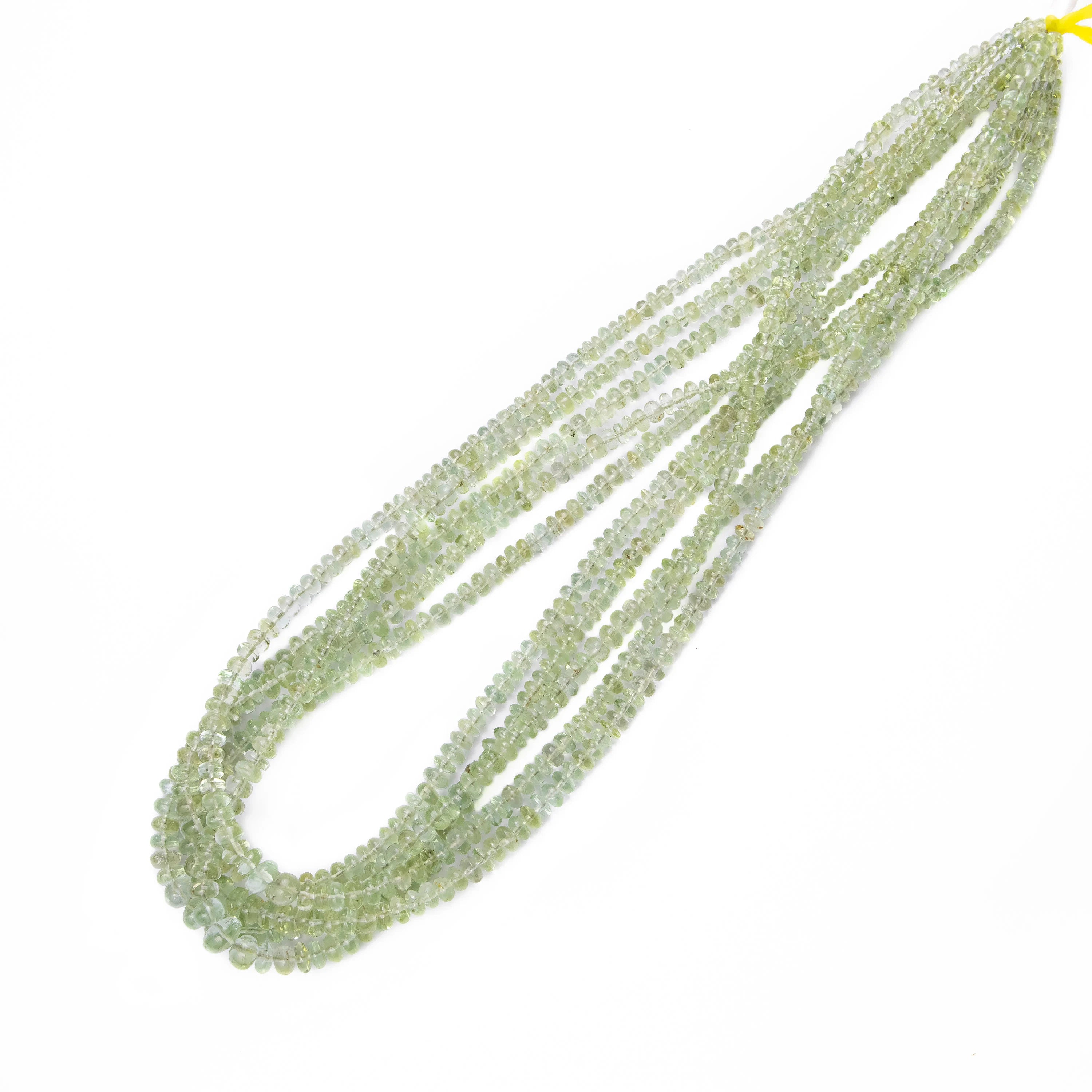 AA Quality Green Tourmaline Smooth Rondelle Beads, Natural Tourmaline Gemstone Beads, SKU2497