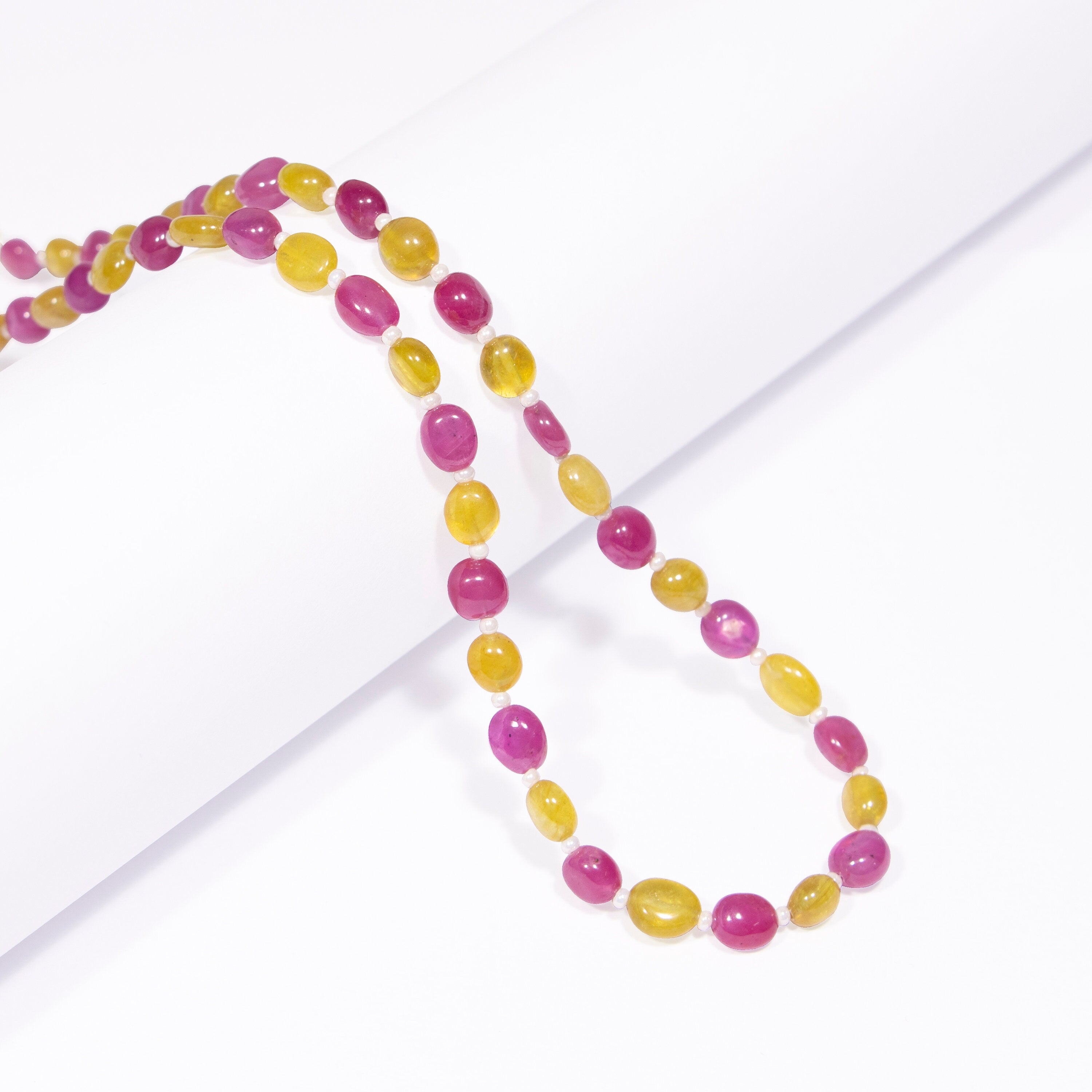 Yellow Pink Sapphire Smooth Oval Beads, Sapphire Smooth Beads, Sapphire Oval Beads, Sapphire Jewelry Making Gemstone Beads Necklace, SKU2490