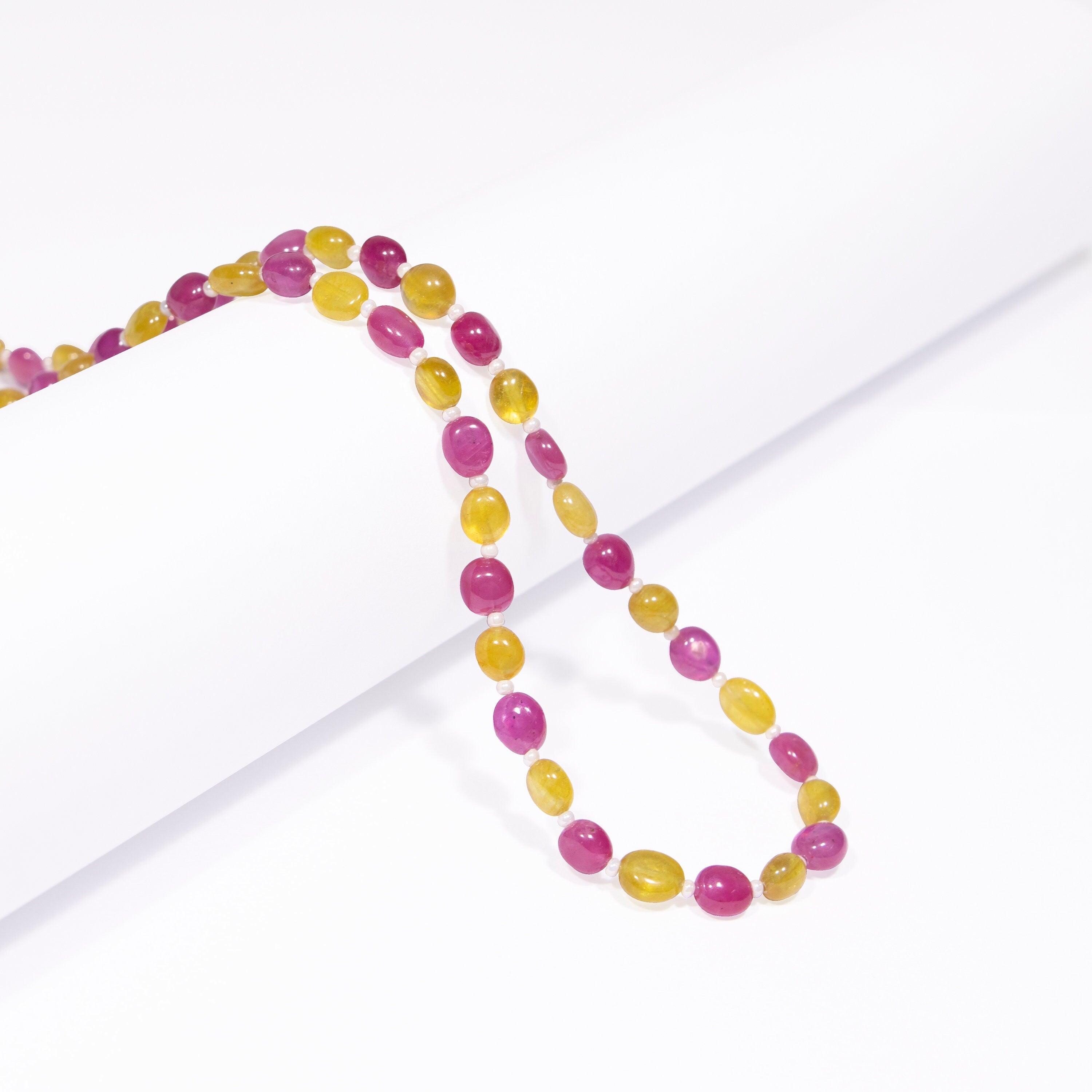 Yellow Pink Sapphire Smooth Oval Beads, Sapphire Smooth Beads, Sapphire Oval Beads, Sapphire Jewelry Making Gemstone Beads Necklace, SKU2490