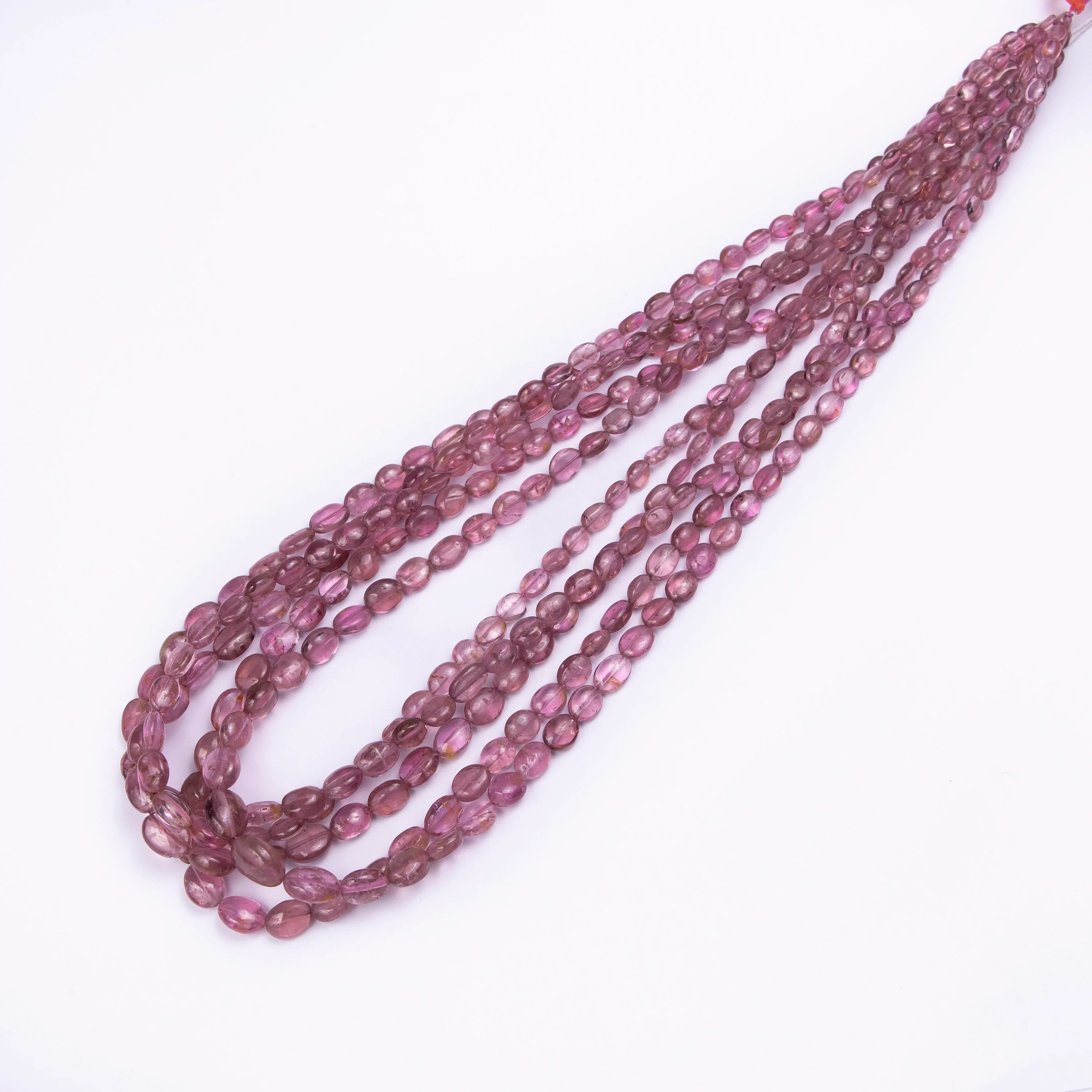 Natural Pink Tourmaline Smooth Oval Beads, AA Quality Tourmaline Gemstone Beads, Unique Handmade Jewelry, SKU2501