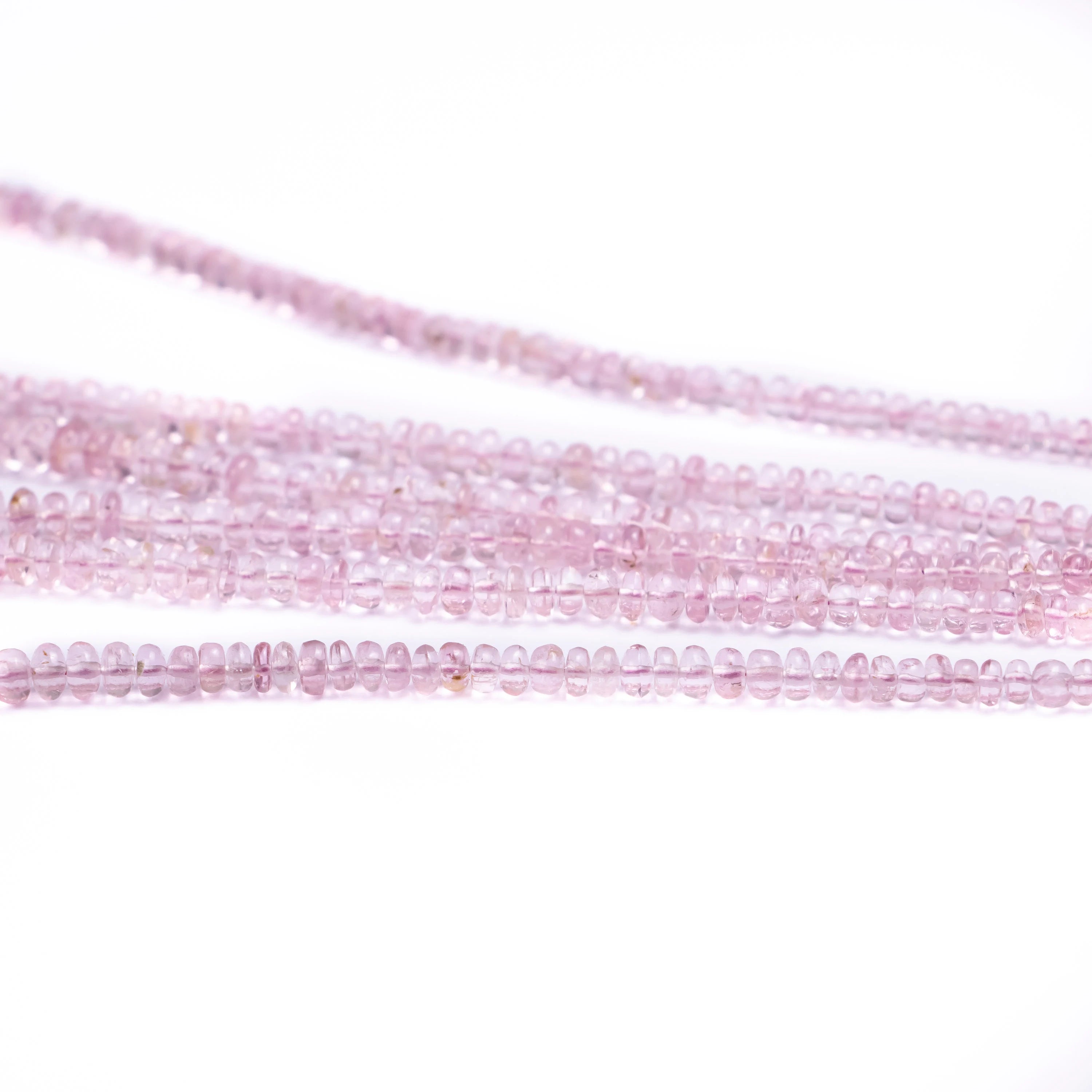 AA Quality Pink Tourmaline Smooth Rondelle Beads, Natural Tourmaline Beads, SKU2494