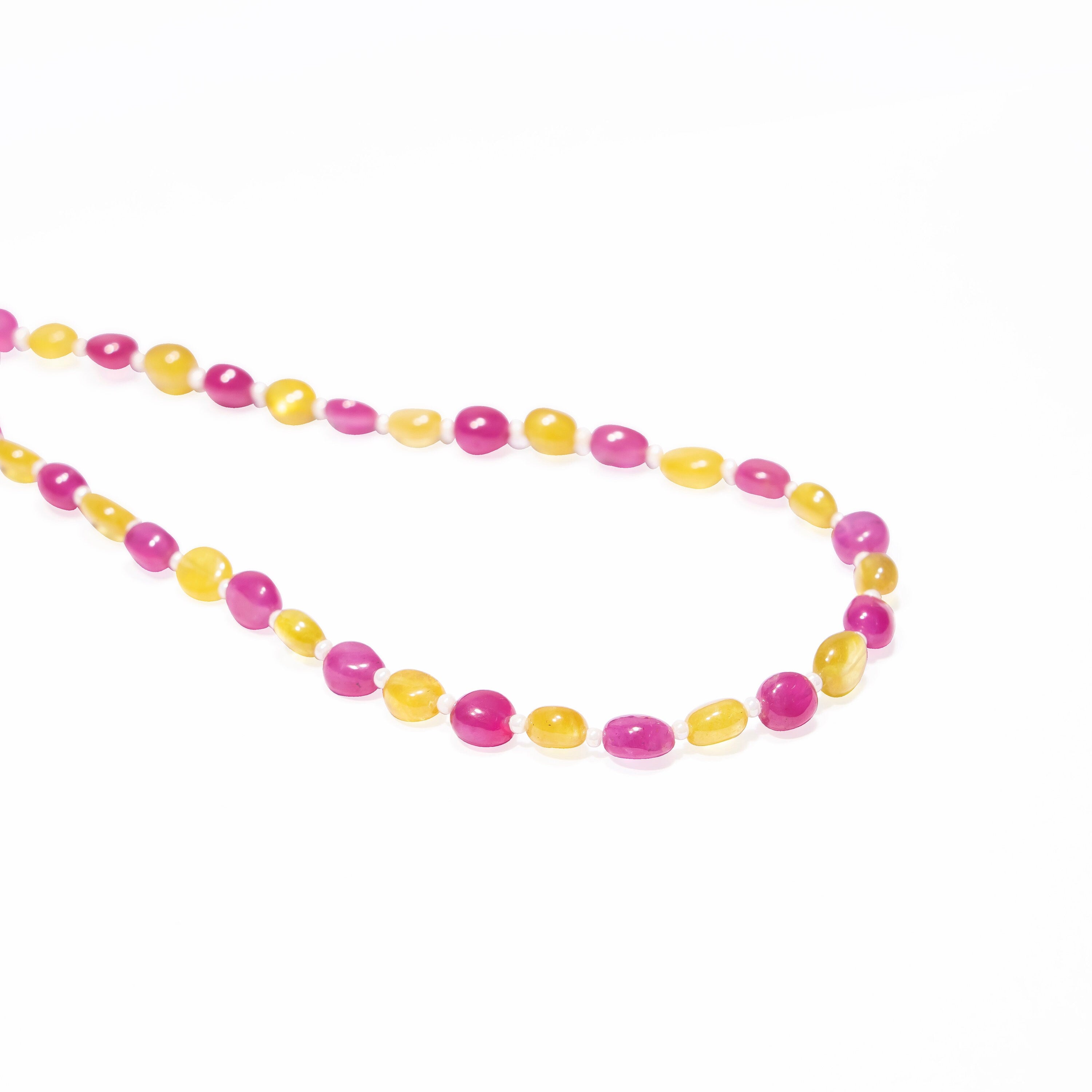 Yellow Pink Sapphire Smooth Oval Beads, Sapphire Smooth Beads, Sapphire Oval Beads, Sapphire Jewelry Making Gemstone Beads Necklace, SKU2490