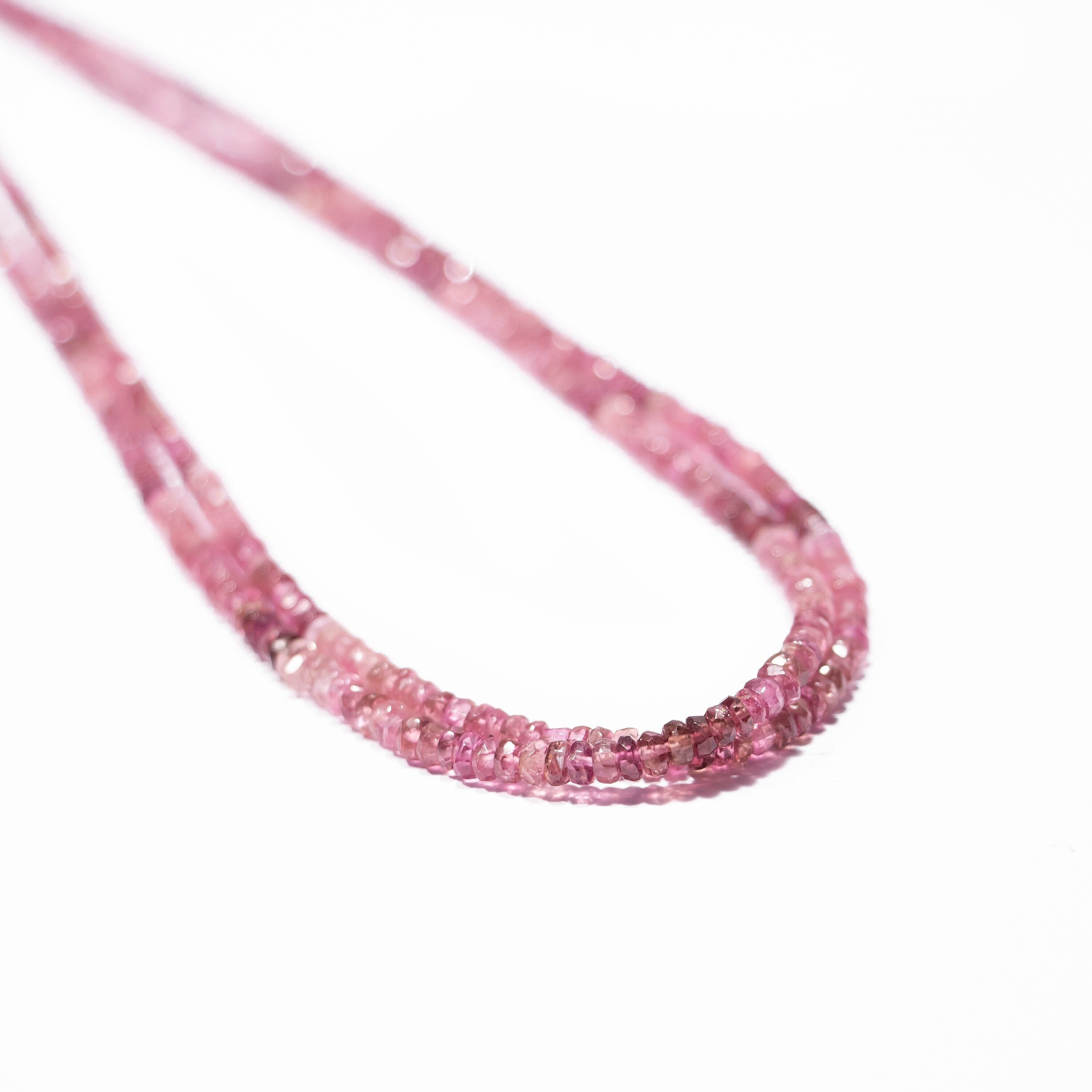 Pink Tourmaline Beads, Faceted Rondelle Shaded Gemstones, Jewelry Making Supply, Perfect Gift for Designers, SKU2380