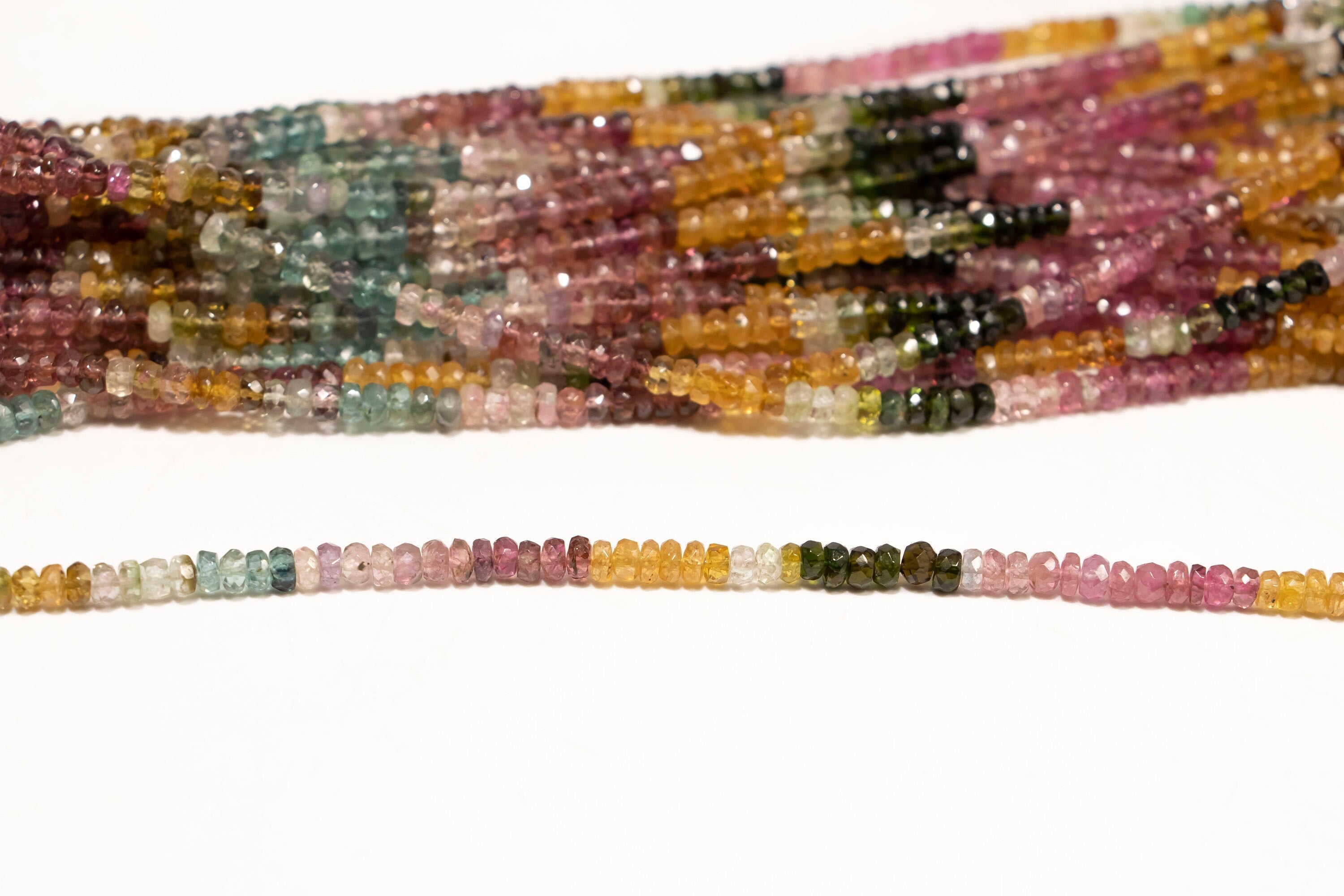Multi Tourmaline Faceted Rondelle Beads, 3 mm To 4 mm Beads, Tourmaline Gemstone Beads, 18 Inch Strand, SKU2405