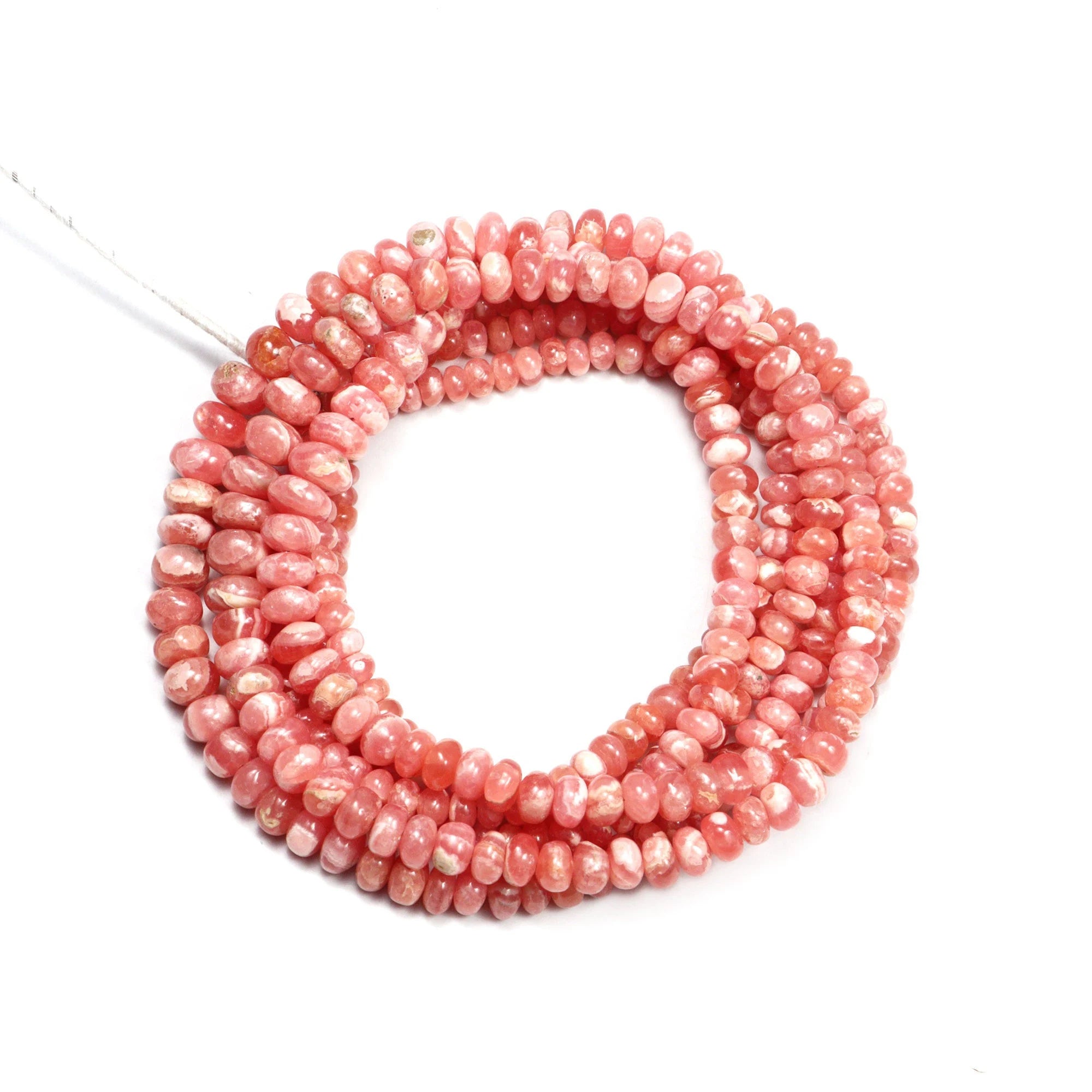Natural Pink Rhodochrosite Smooth Rondelle Beads, 18 Inches Strand, SKU2159