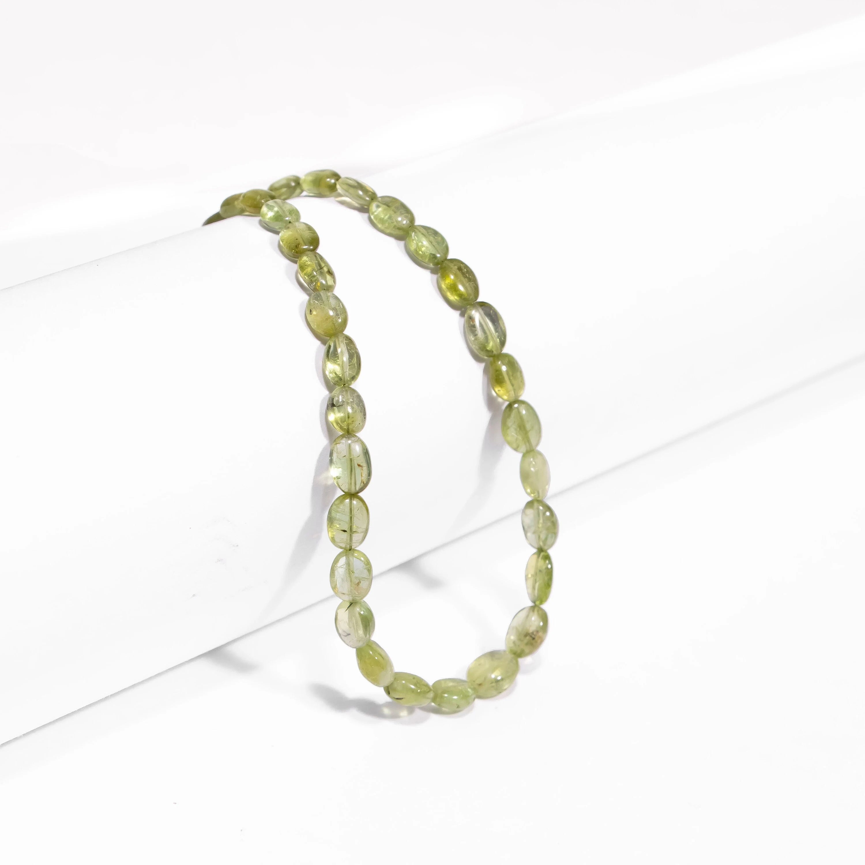 Natural Green Tourmaline Smooth Oval Gemstone Beads, SKU2426