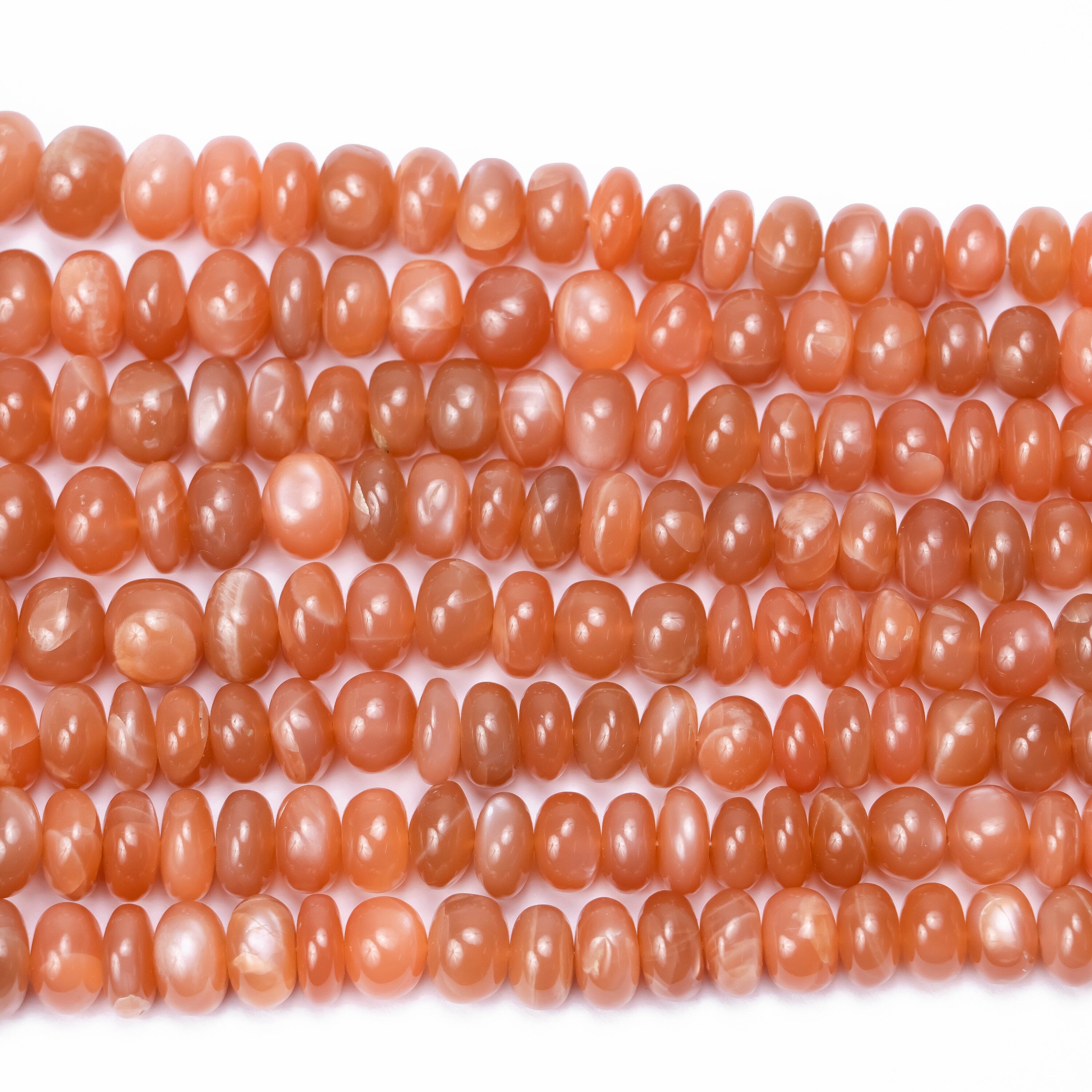 Natural Dark Peach Moonstone Beads, Rondelle Moonstone Beads, 6x16mm Moonstone Beads, Gemstone Loose Beads, Jewelry Making Beads, SKU2511