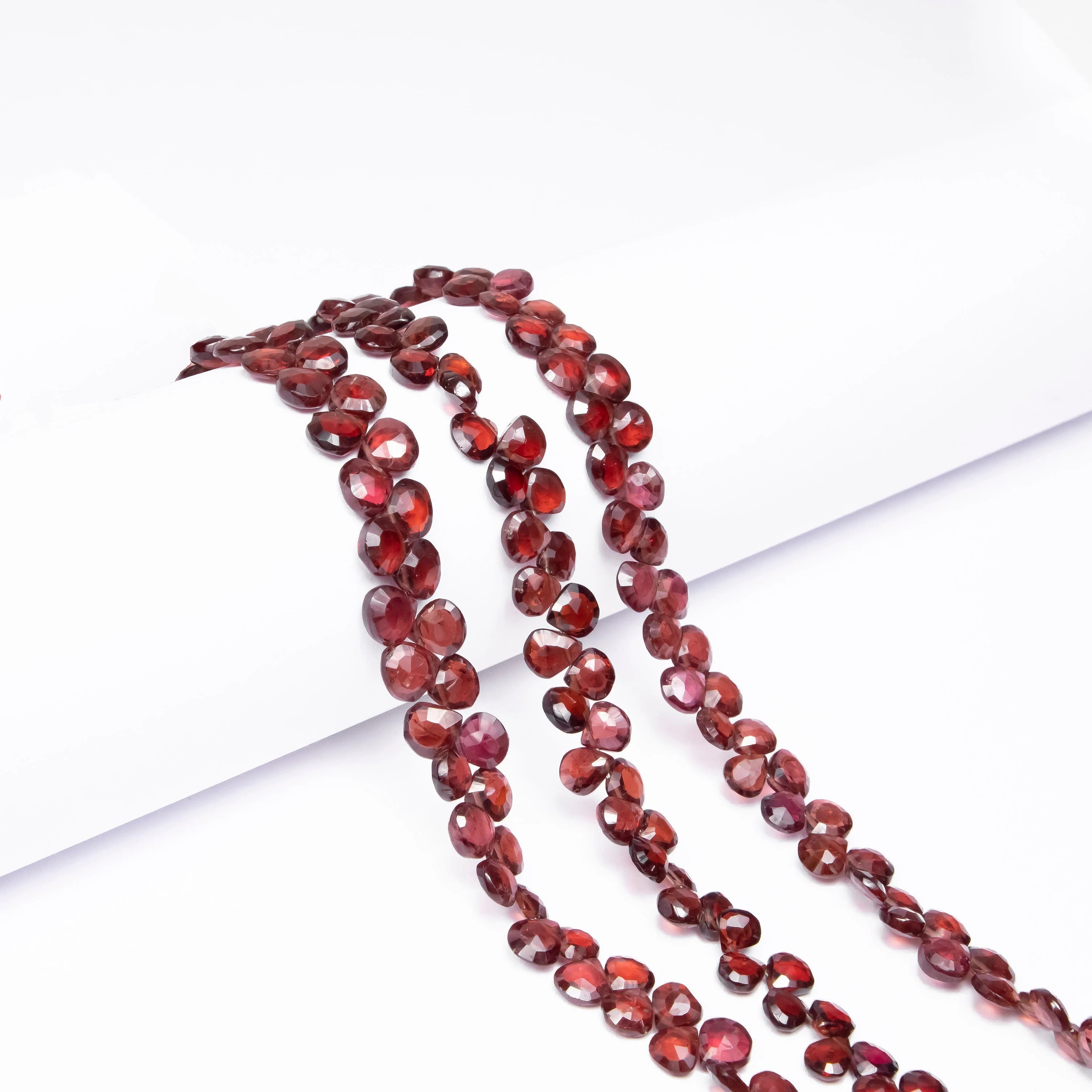 AA Quality Mozambique Garnet Faceted Heart Shape Beads Briolettes, SKU2493