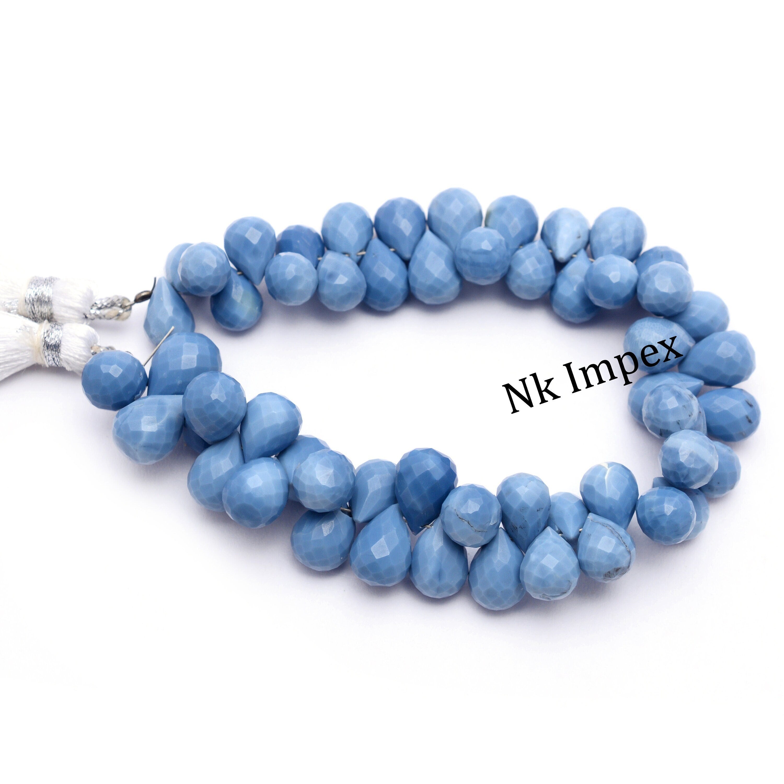 Natural Blue Opal Faceted Drops Beads, 7 Inch Strand, Unique Gemstone Beads, (SKU1365)