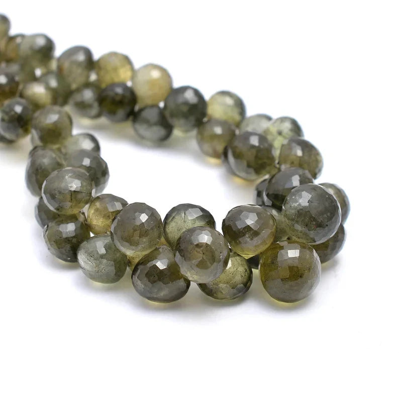 Natural Moss Aquamarine Beads, Faceted Onion Shape Gemstone, 8.5 Inches High-Quality Aqua Gemstone Beads, Jewelry Making Gemstone Beads