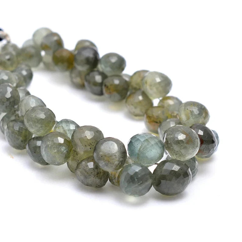 Natural Moss Aquamarine Beads, Faceted Onion Shape Gemstone, 8.5 Inches High-Quality Aqua Gemstone Beads, Jewelry Making Gemstone Beads