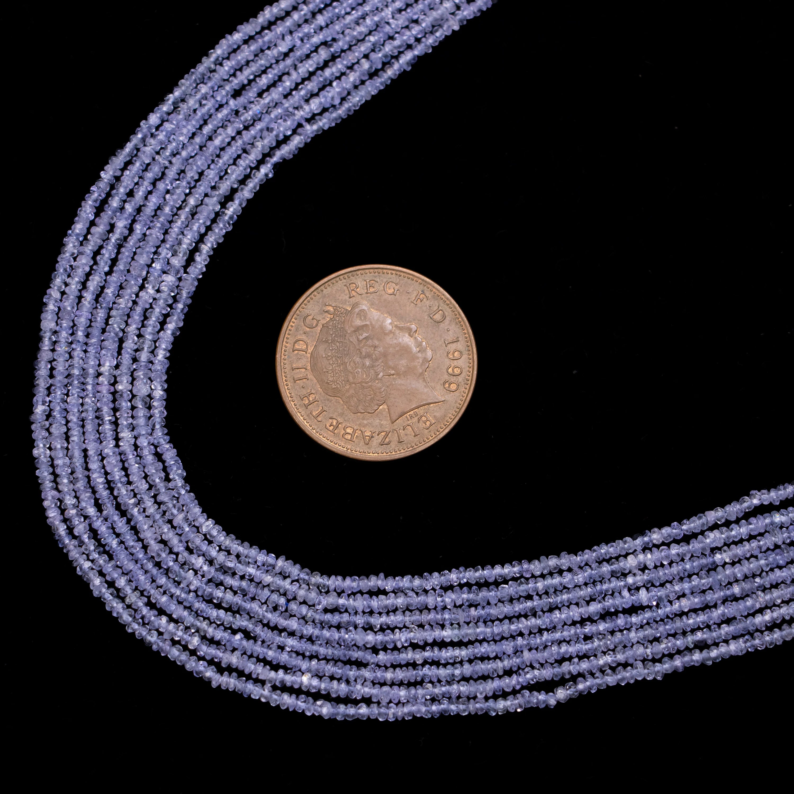 Natural Tanzanite Faceted Beads, Micro Rondelle Beads, AA Tanzanite Tiny Beads, Gemstone Loose Beads, Beads For Jewelry Making, SKU2509