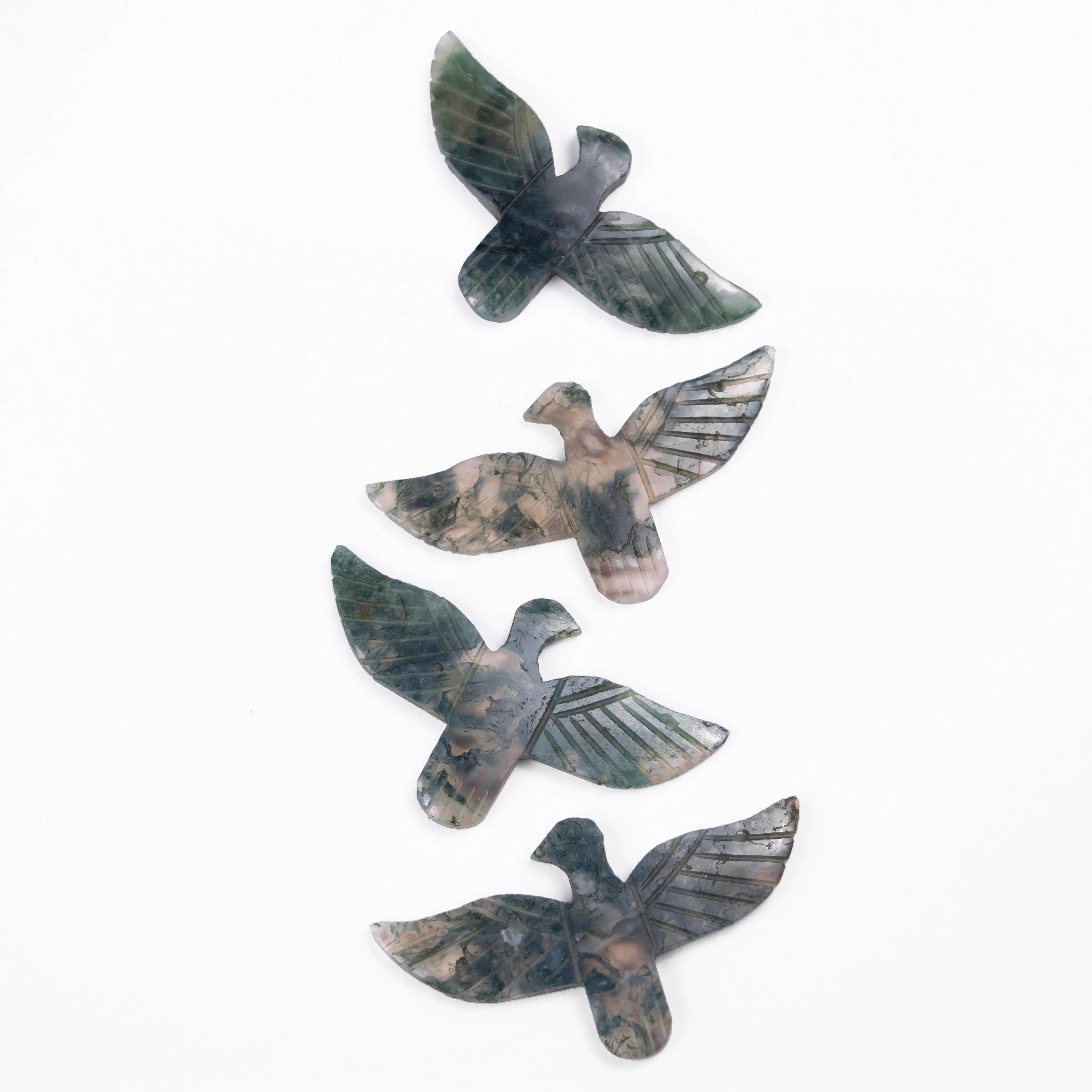Natural Green Moss Jasper Gemstone Eagle Pendant, Carving Handmade Pendant (SKU1324)