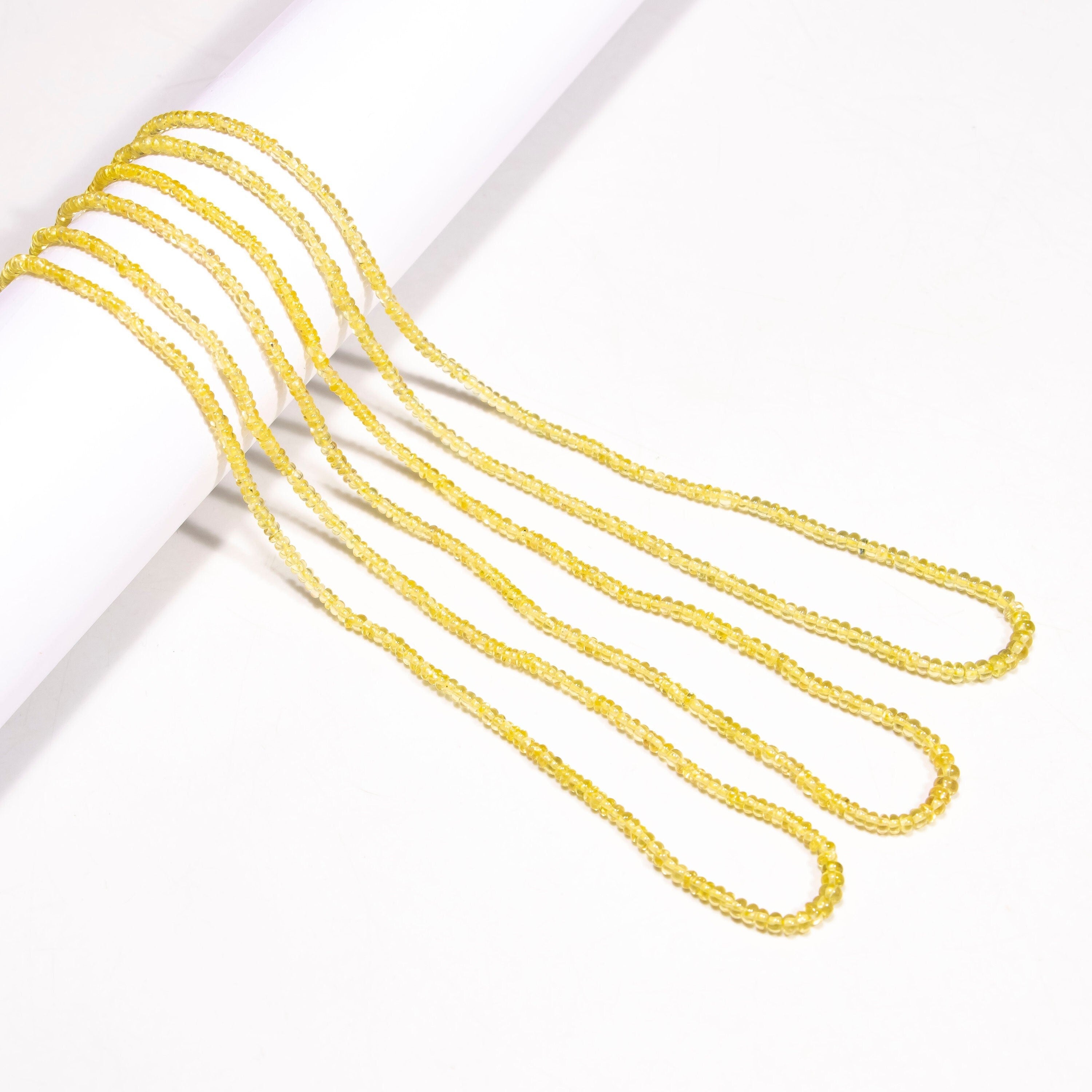 AA Quality Yellow Sapphire Smooth Rondelle Beads, Songea Sapphire Gemstone Jewelry Beads, SKU2195