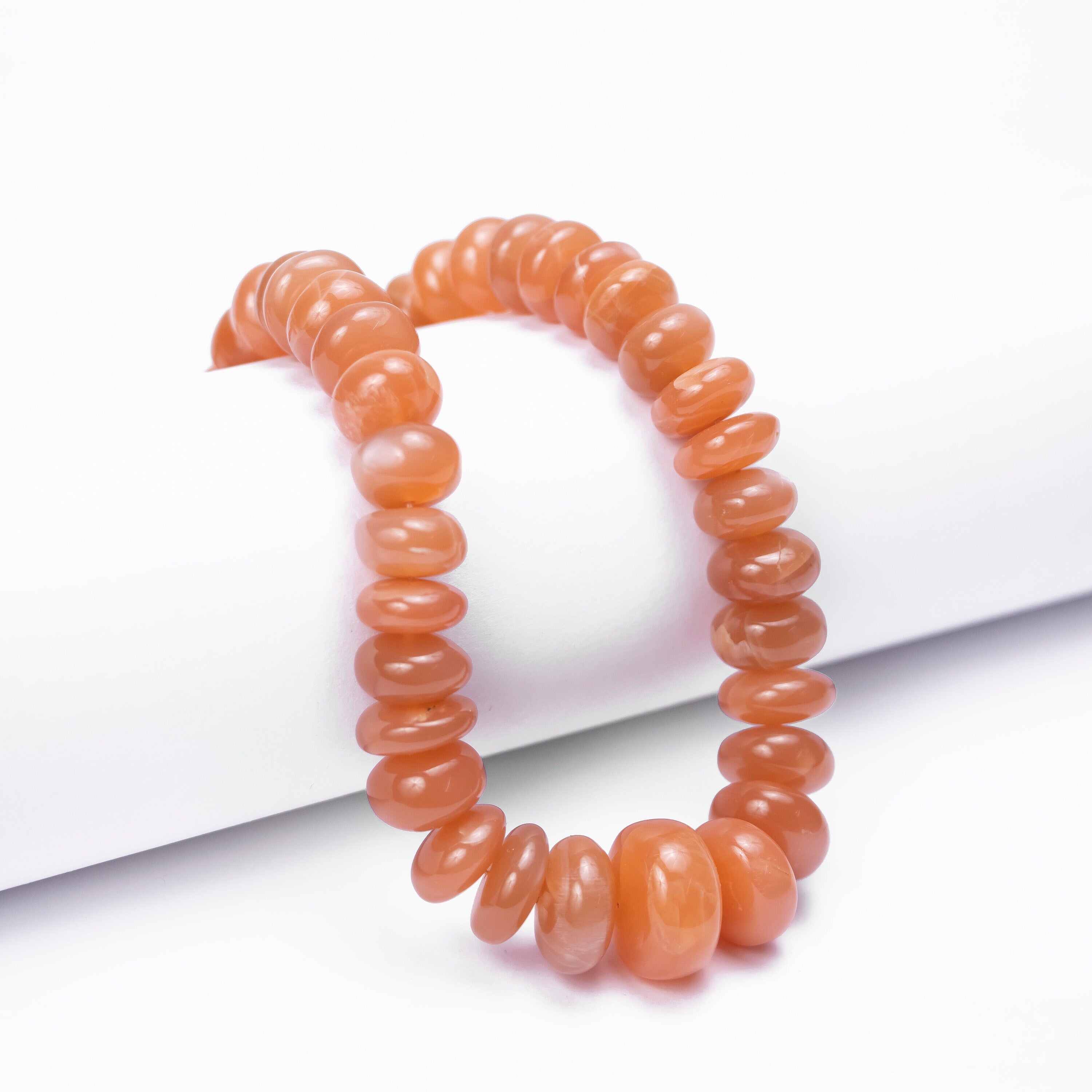 Natural Dark Peach Moonstone Beads, Rondelle Moonstone Beads, 6x16mm Moonstone Beads, Gemstone Loose Beads, Jewelry Making Beads, SKU2511