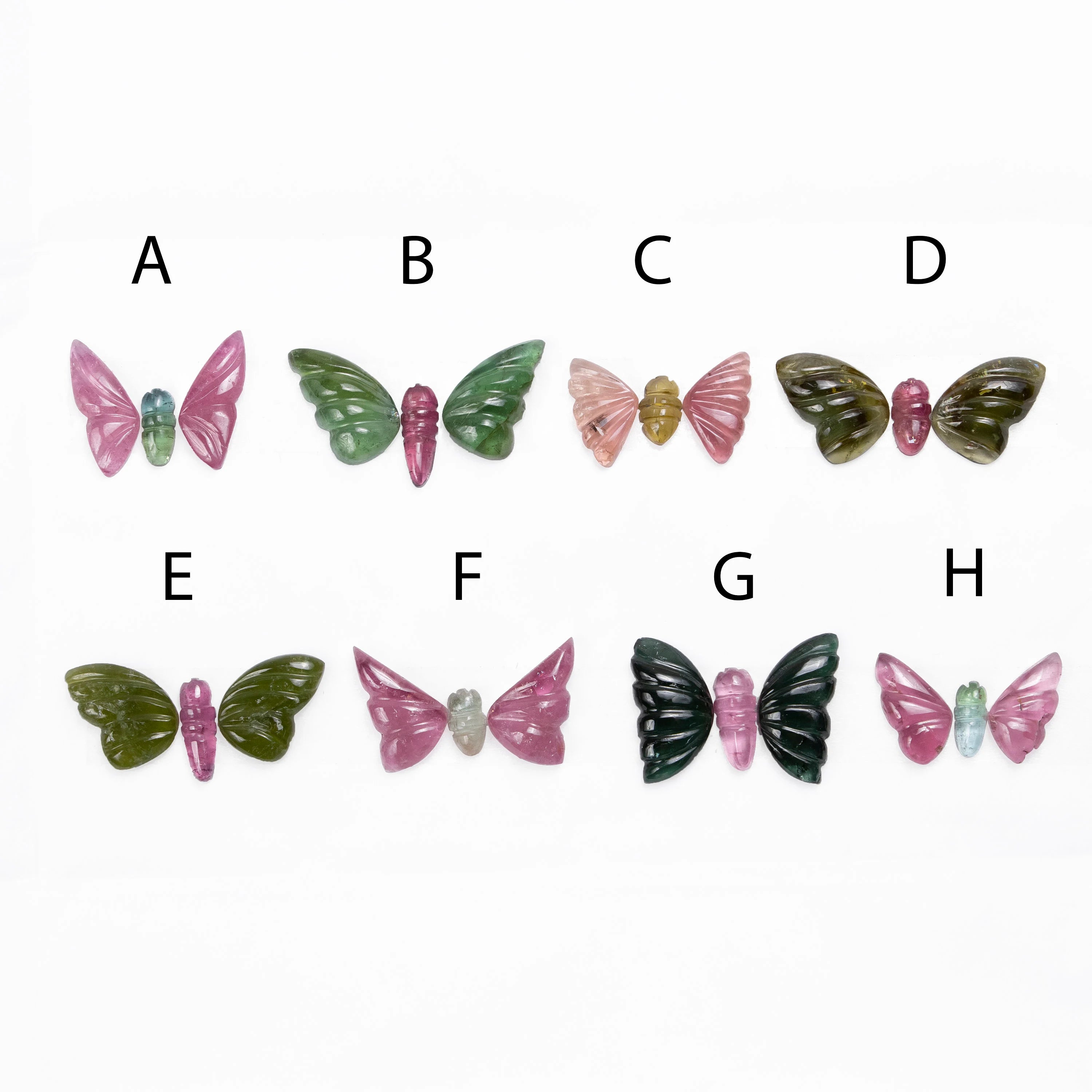 Natural Multi Tourmaline Butterfly Carving, Tourmaline Butterflies Pair, Butterfly Carving, Gemstone for Jewelry Making, SKU2516