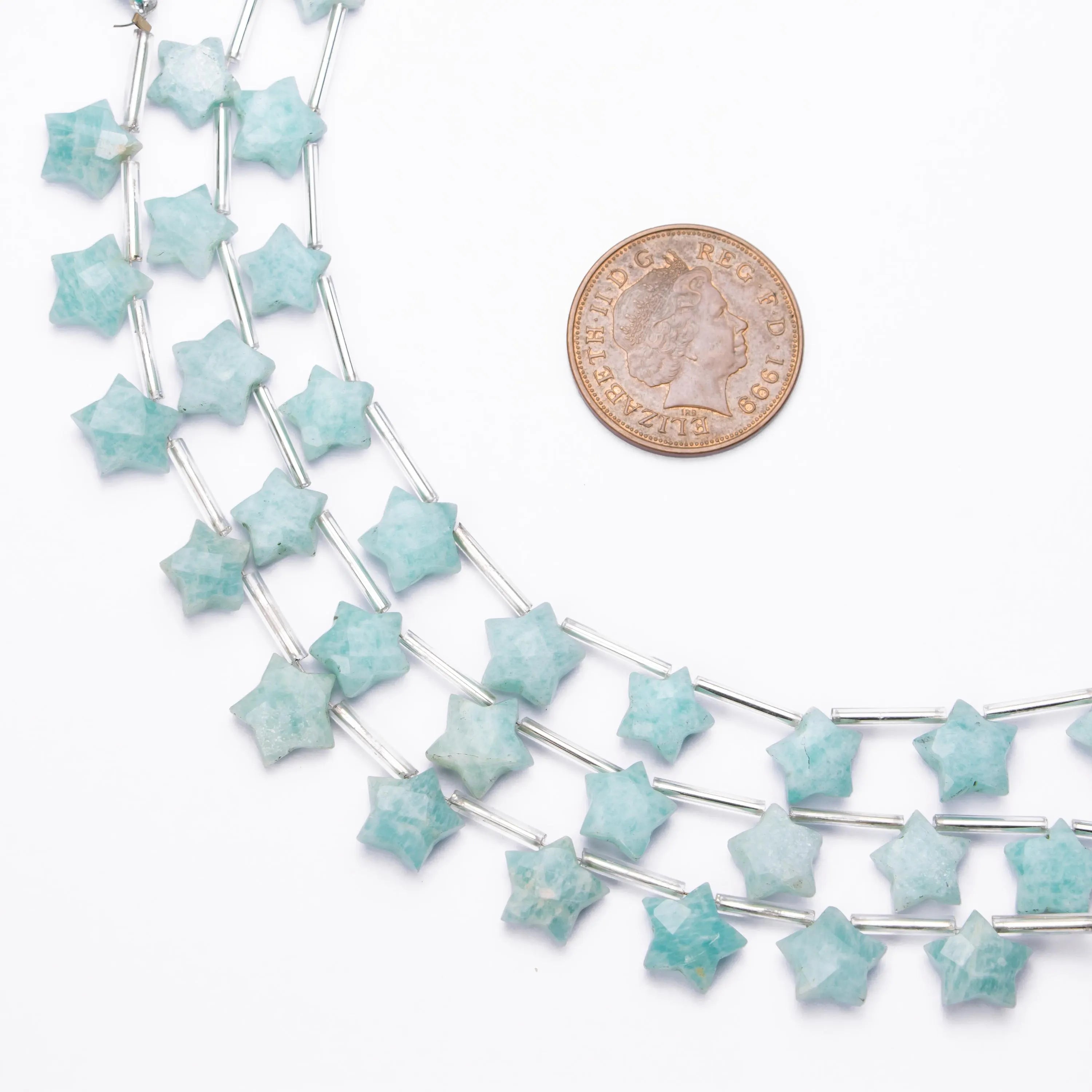 Natural Amazonite Faceted Stars Shape Beads, 8 Inch Strand, (SKU550)