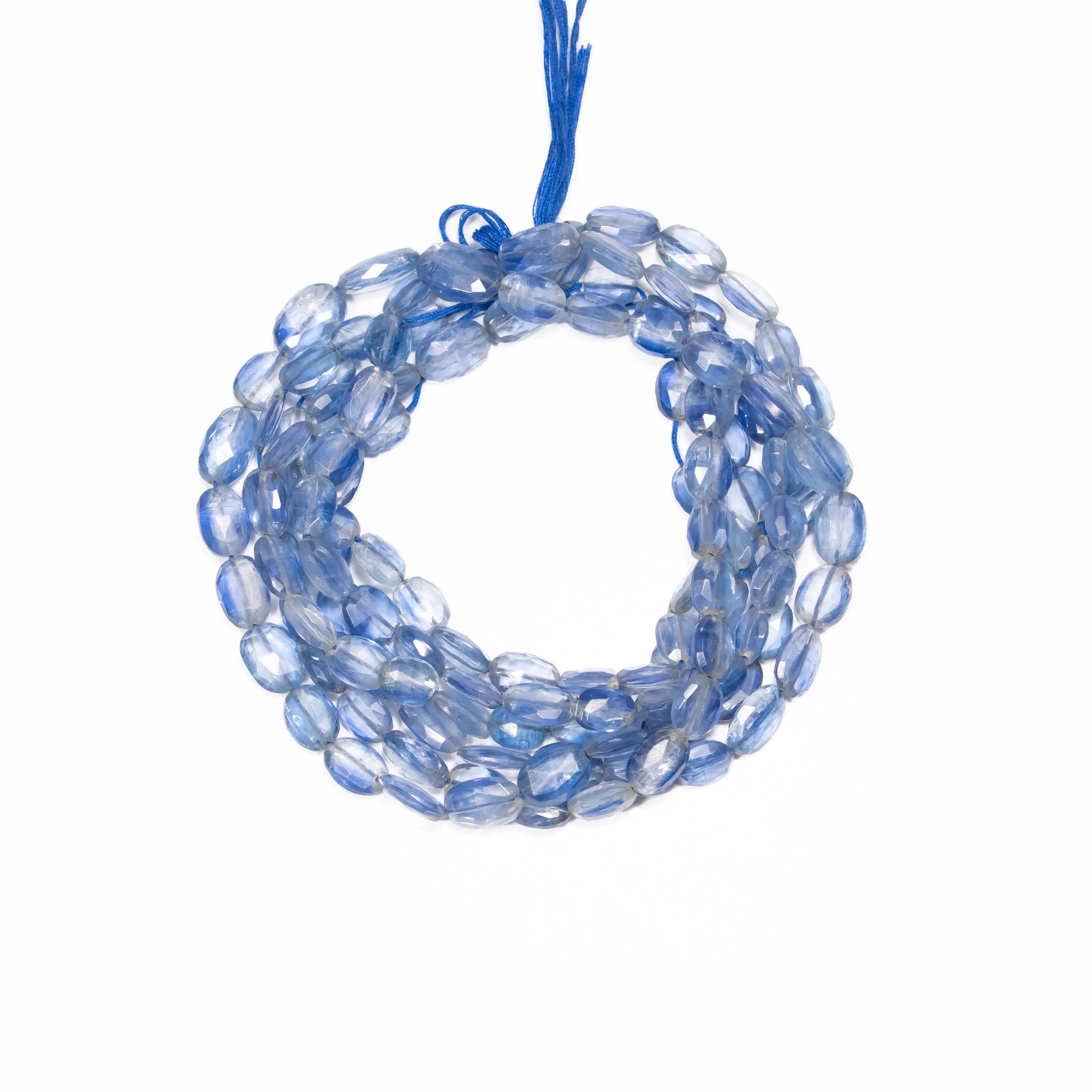 Natural Blue Kyanite Faceted Oval Beads, Unique Semi Precious Beads, 15 Inch Strand, (SKU012)