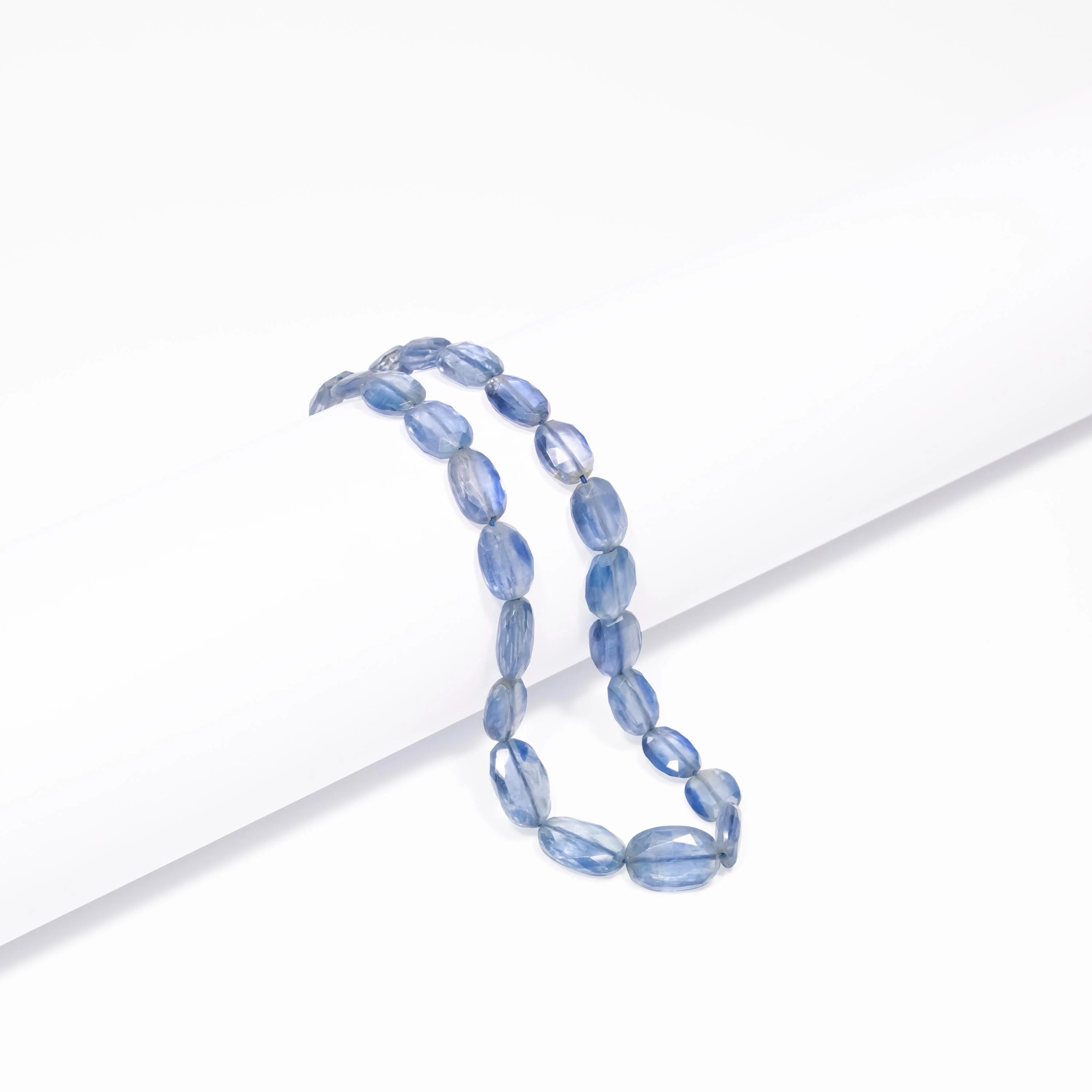 Natural Blue Kyanite Faceted Oval Beads, Unique Semi Precious Beads, 15 Inch Strand, (SKU012)