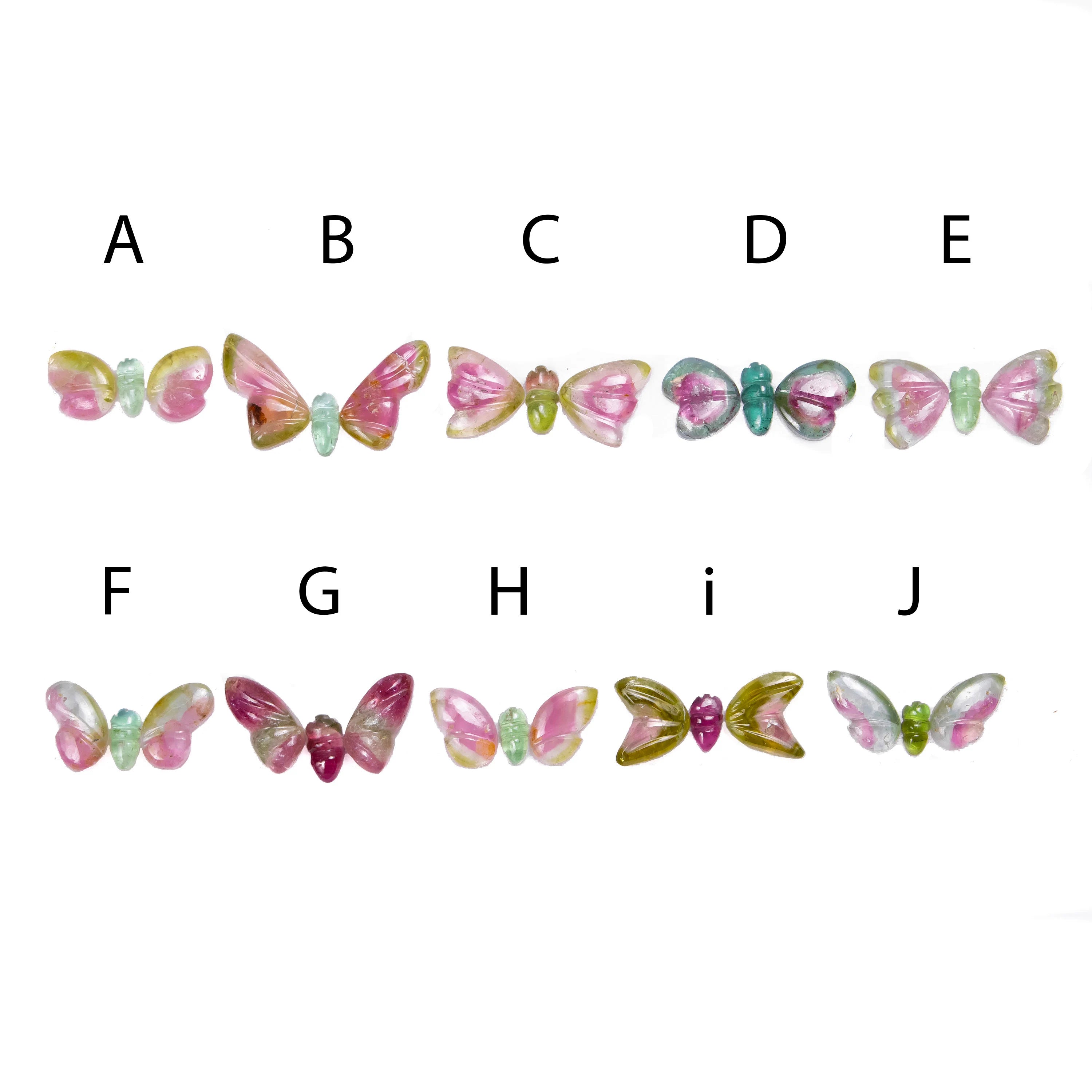 Exclusive Multi Tourmaline Butterfly Carving, Tourmaline Butterfly Pair, Carved Butterfly Carving, Carving Gemstone for Jewelry Making, SKU2515