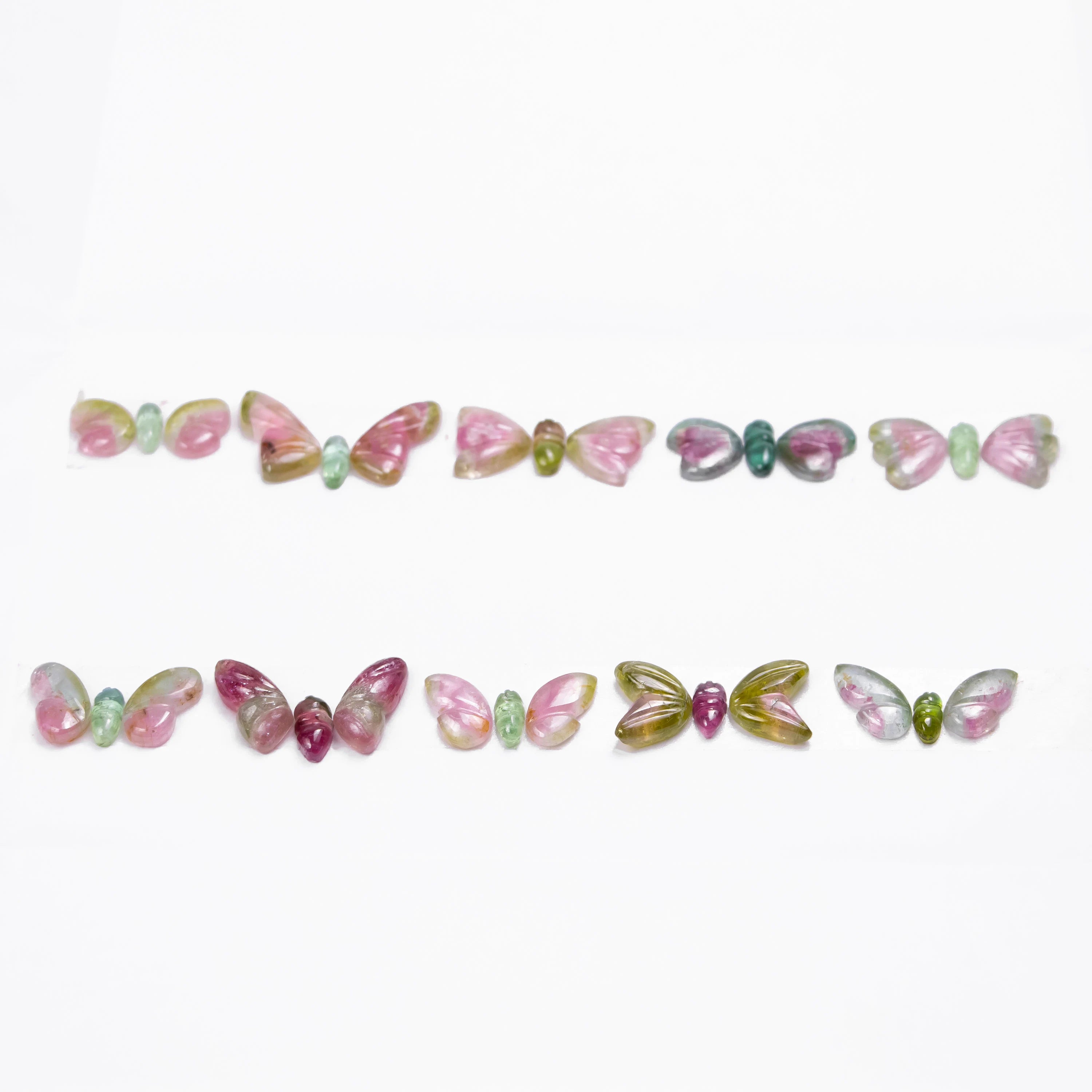 Exclusive Multi Tourmaline Butterfly Carving, Tourmaline Butterfly Pair, Carved Butterfly Carving, Carving Gemstone for Jewelry Making, SKU2515