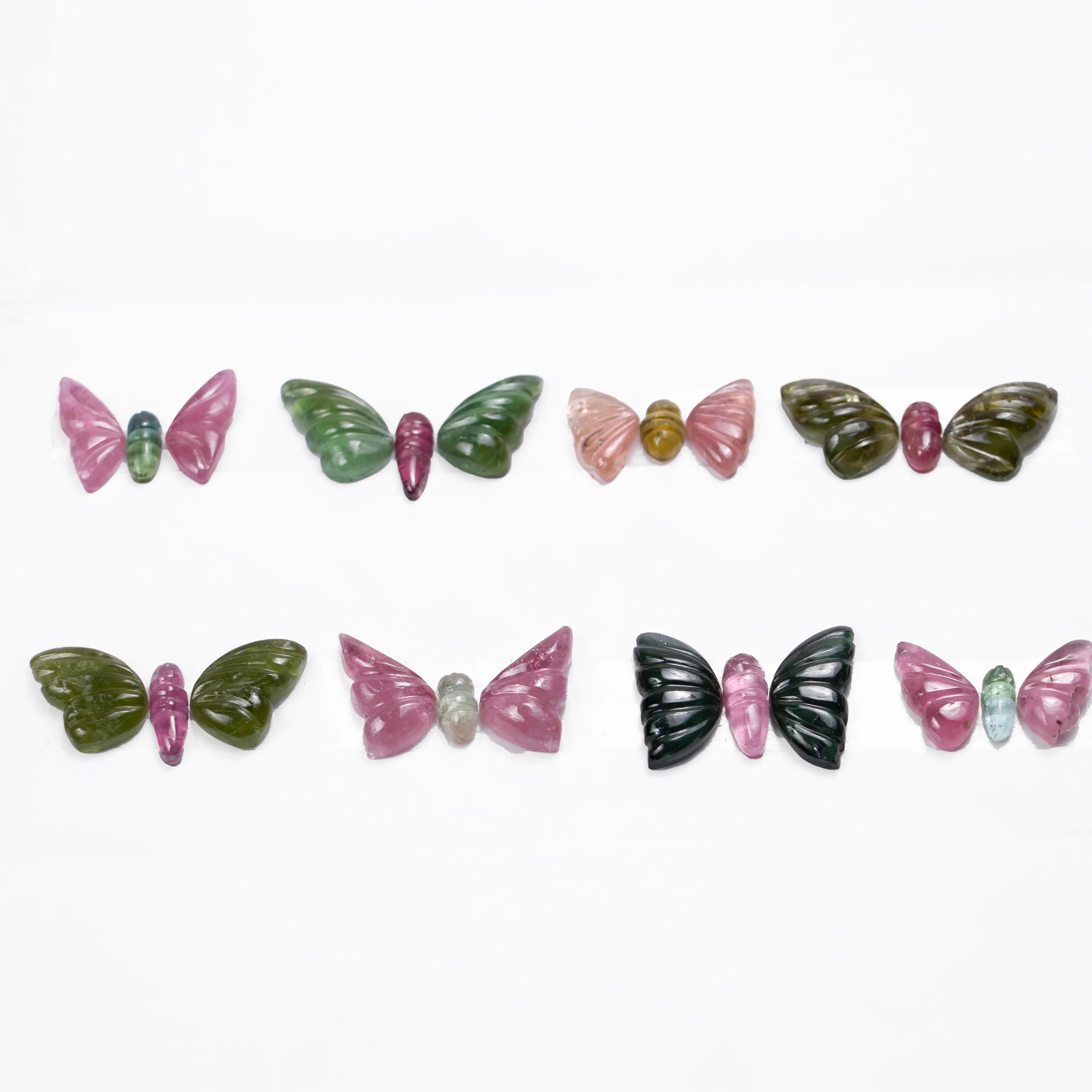 Natural Multi Tourmaline Butterfly Carving, Tourmaline Butterflies Pair, Butterfly Carving, Gemstone for Jewelry Making, SKU2516