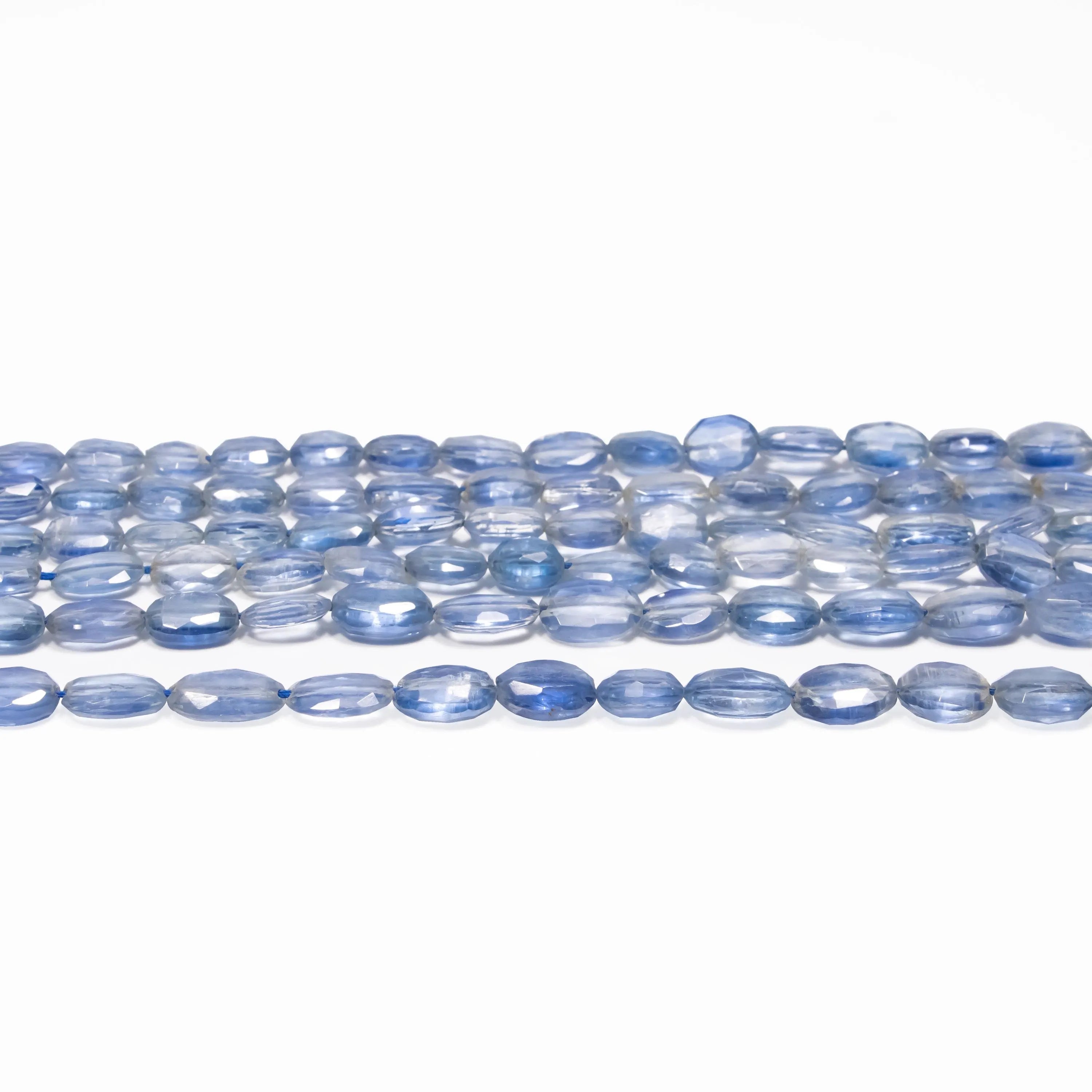 Natural Blue Kyanite Faceted Oval Beads, Unique Semi Precious Beads, 15 Inch Strand, (SKU012)
