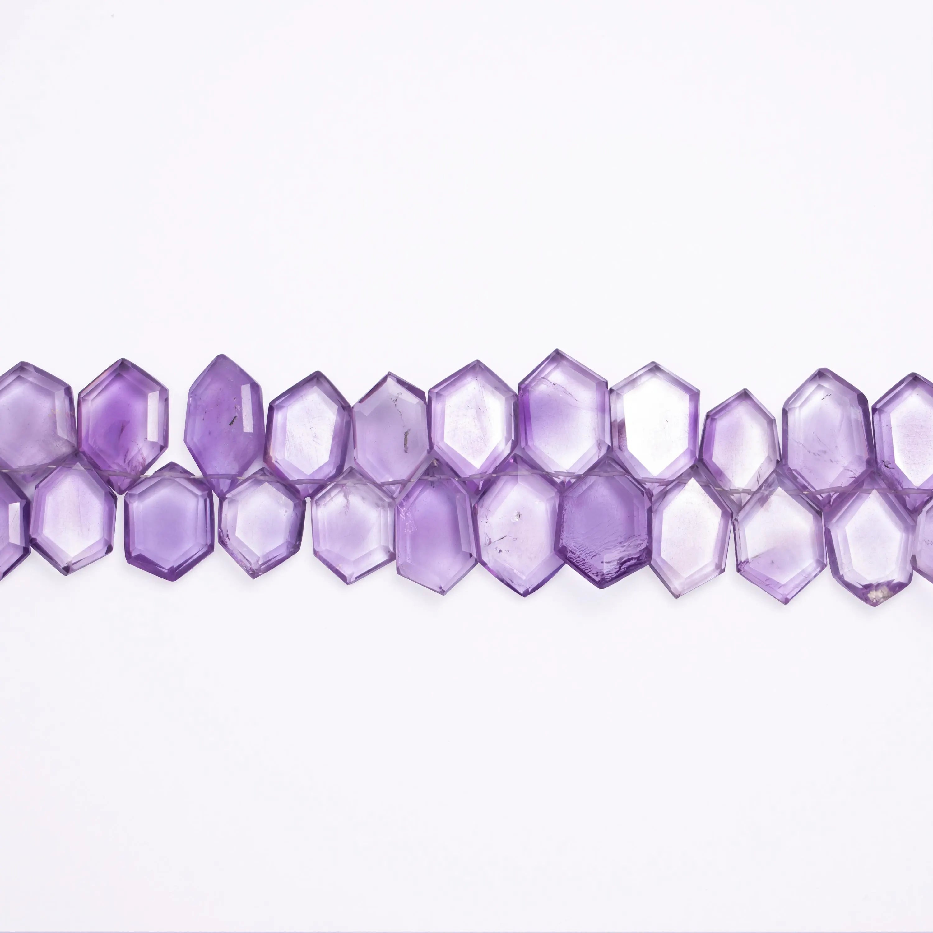 Pink Amethyst Faceted Hexagon Fancy Beads, 9x15 To 12x18 mm, (SKU606)