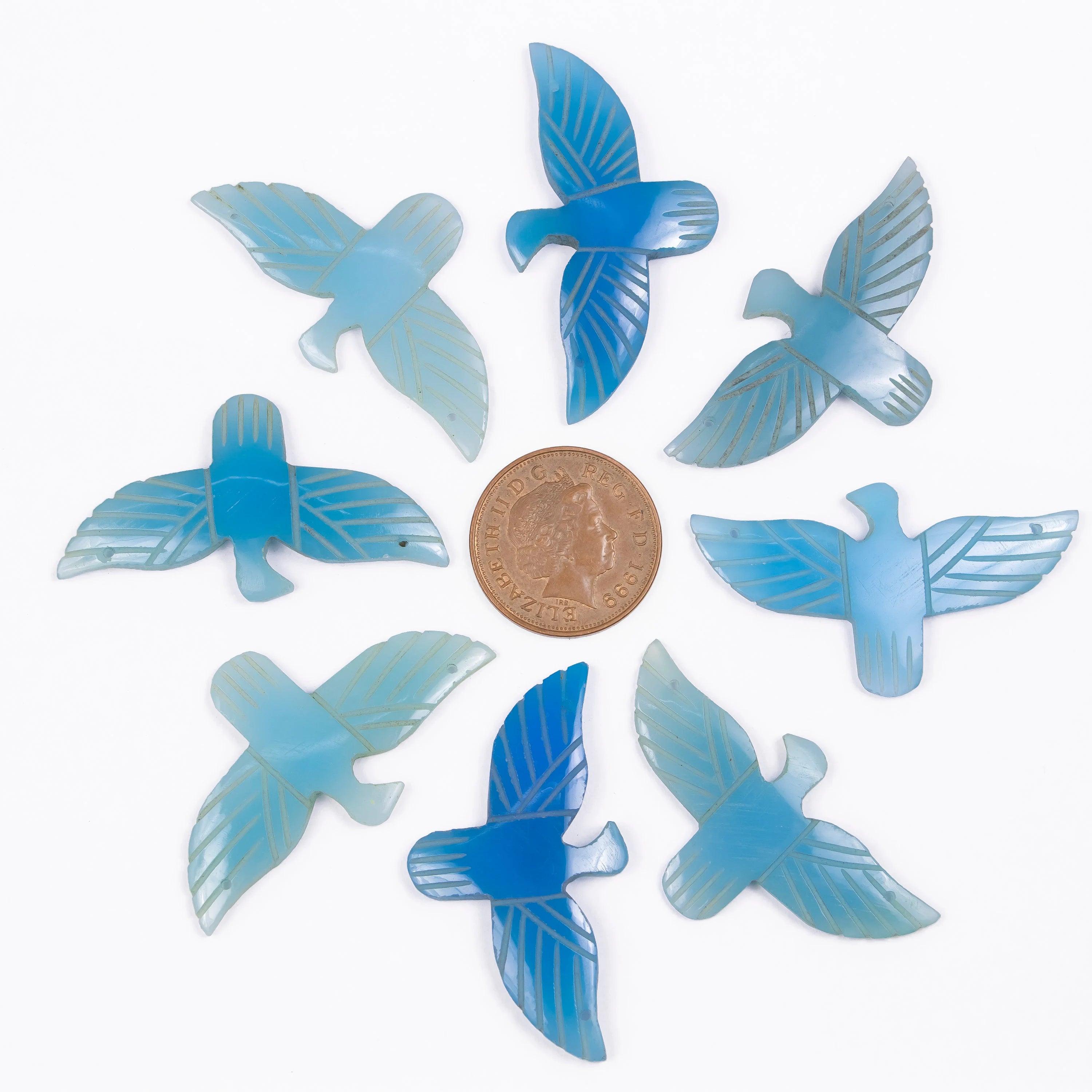 Natural Blue Chalcedony Eagle Pendant, Carving Pendant, SKU693