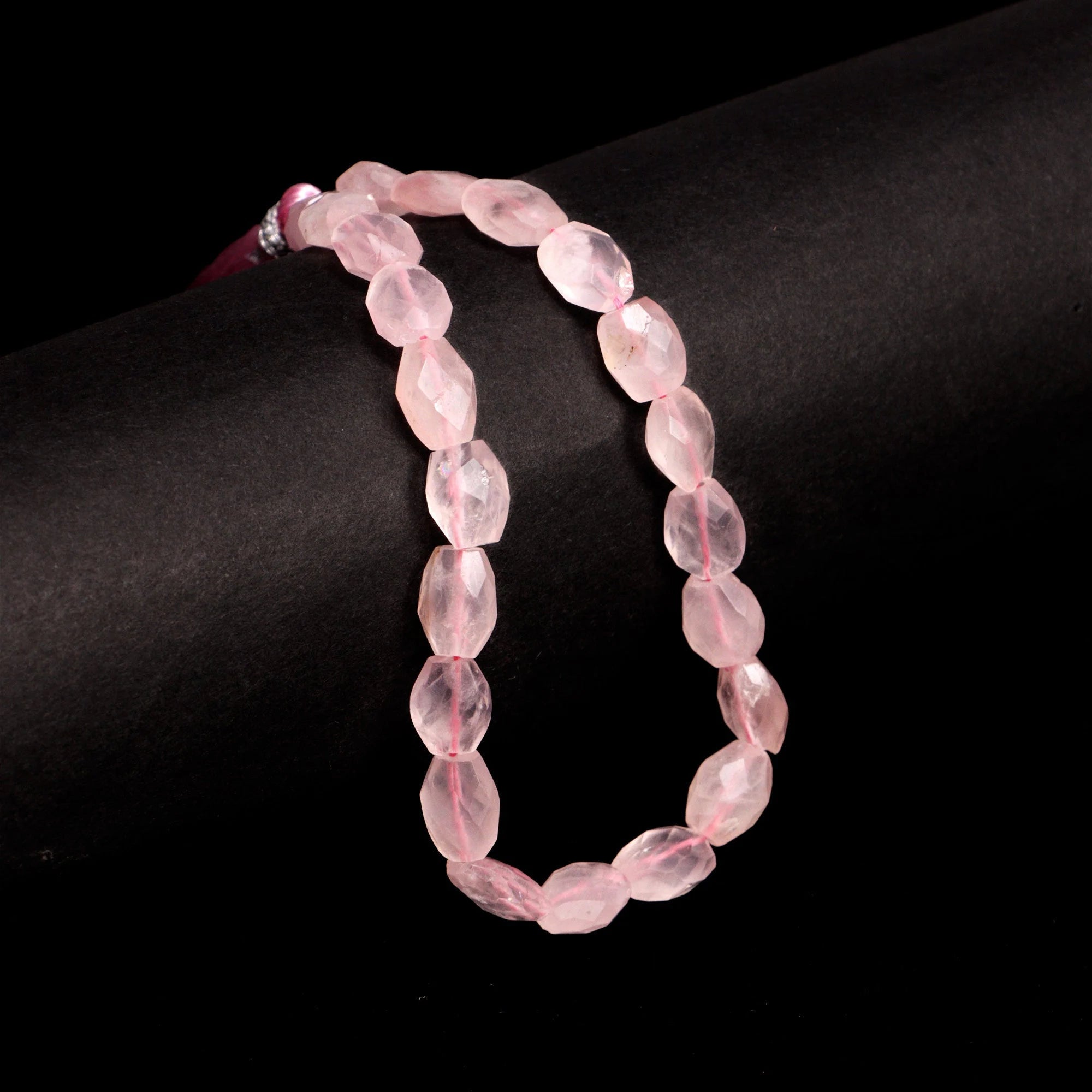 Pink Quartz Faceted Oval Beads, Rose Quartz Oval Beads, Pink Quartz Jewelry Making Gemstone Beads, 8 Inch Mala (SKU019)