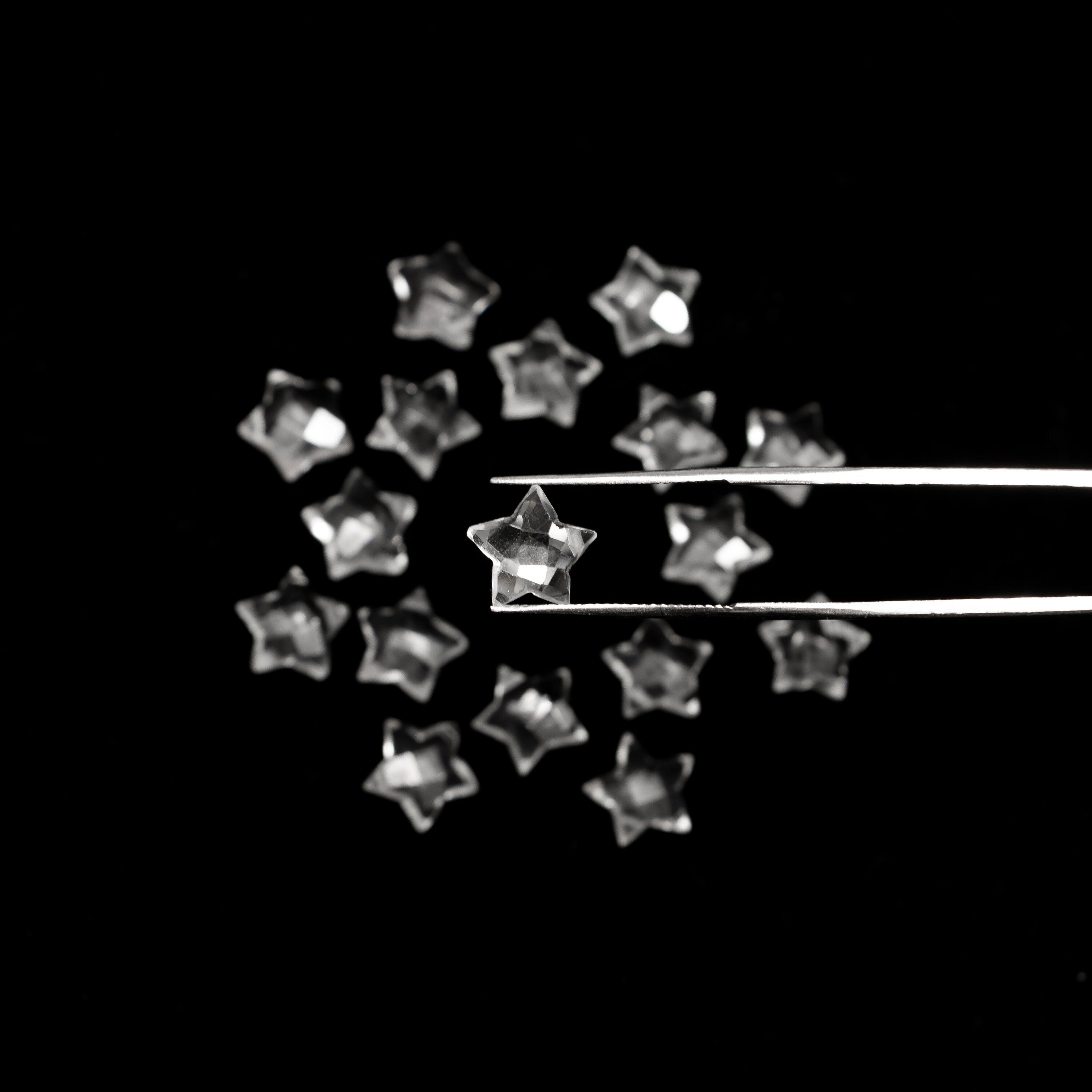 Healing Crystal Quartz Star, 9 to 10 mm Faceted Star Quartz Crystal Jewelry Making Gemstone, SKU2397